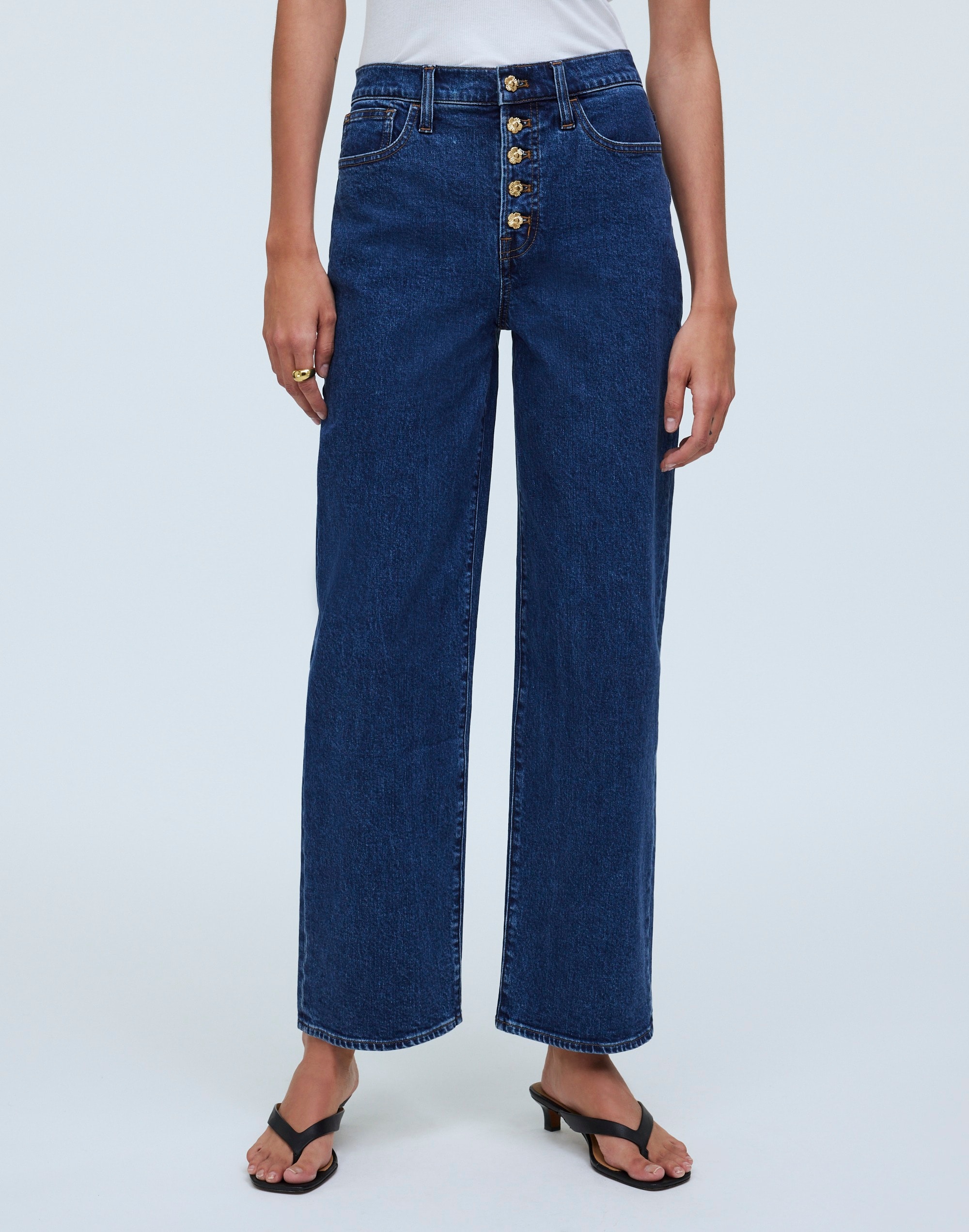 The Perfect Vintage Wide-Leg Crop Jean Marbern Wash: Button-Front Edition
