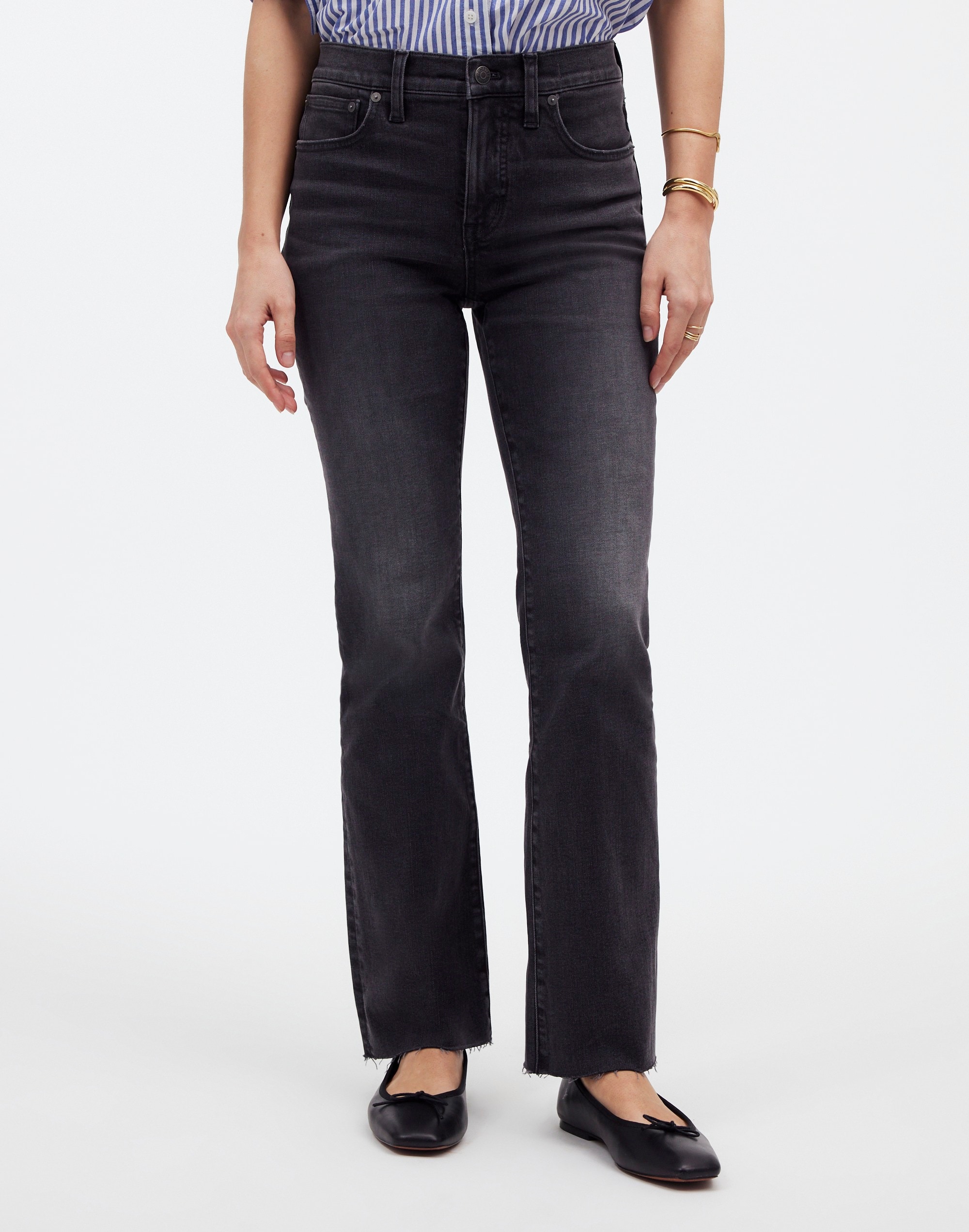 Petite Kick Out Crop Jeans Washed Black: Raw Hem Edition