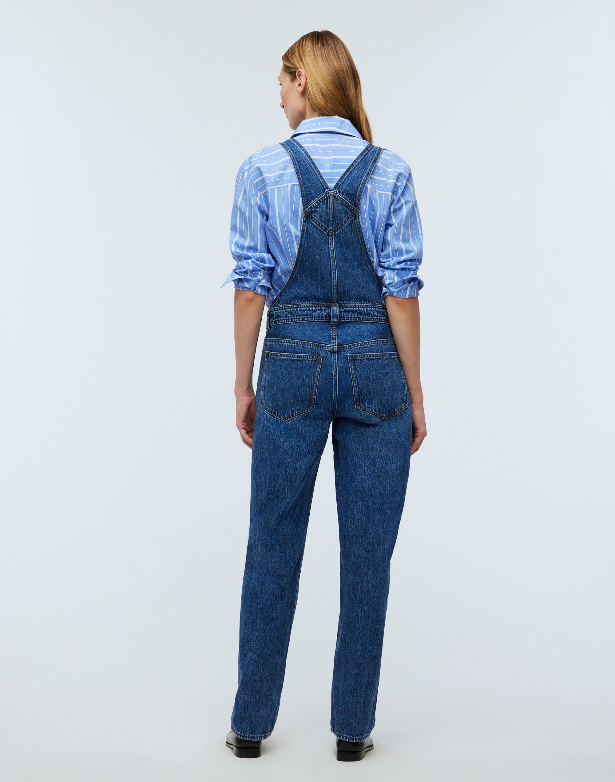 Petite Low-Slung Straight Overalls Clifdon Wash