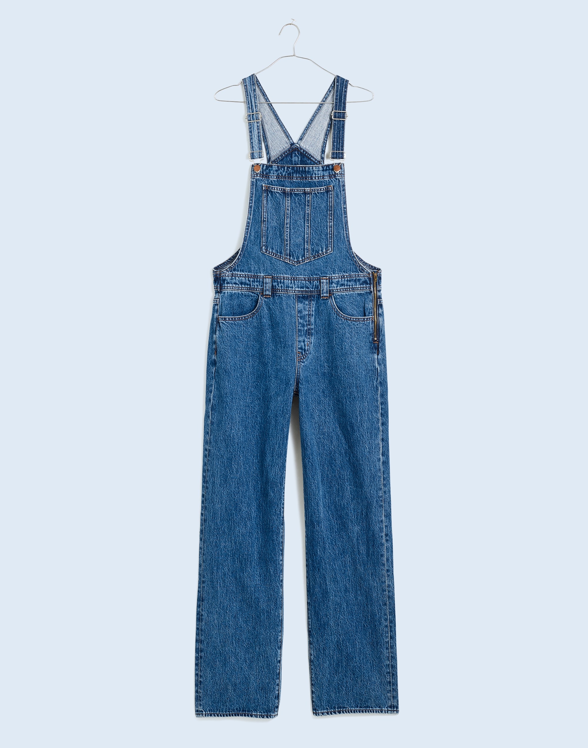 Petite Low-Slung Straight Overalls Clifdon Wash