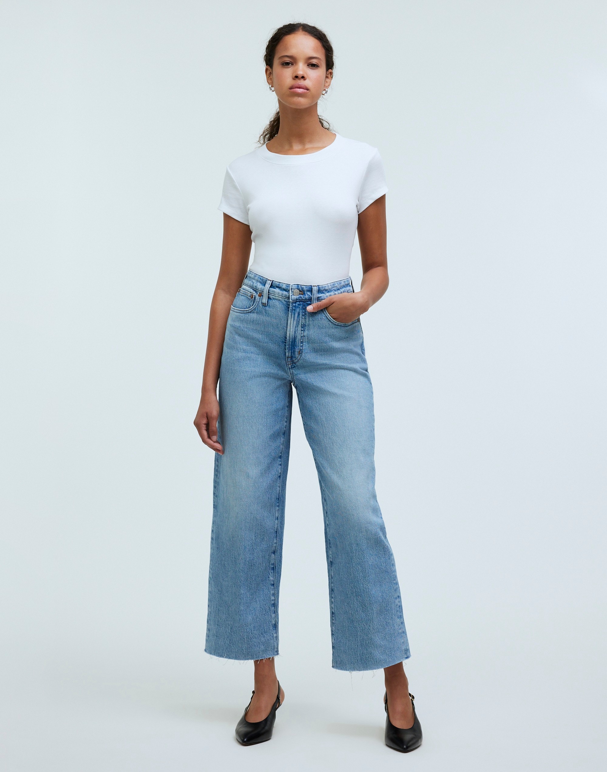The Tall Curvy Perfect Vintage Wide-Leg Crop Jean in Altoona Wash: Raw ...
