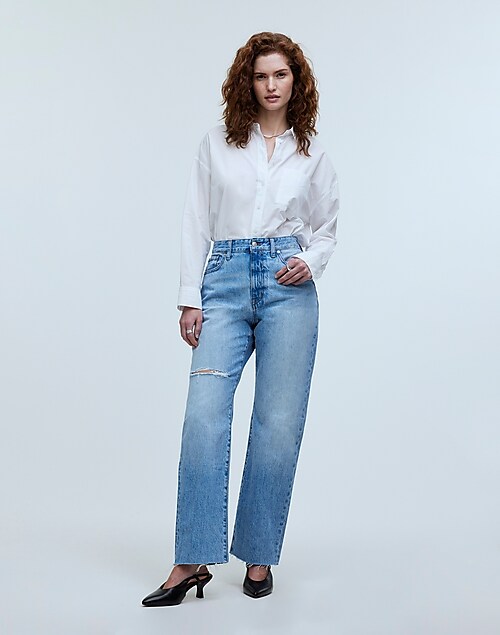 Women's Fashion Ripped High Waist Classic Denim Bell Bottom Jeans