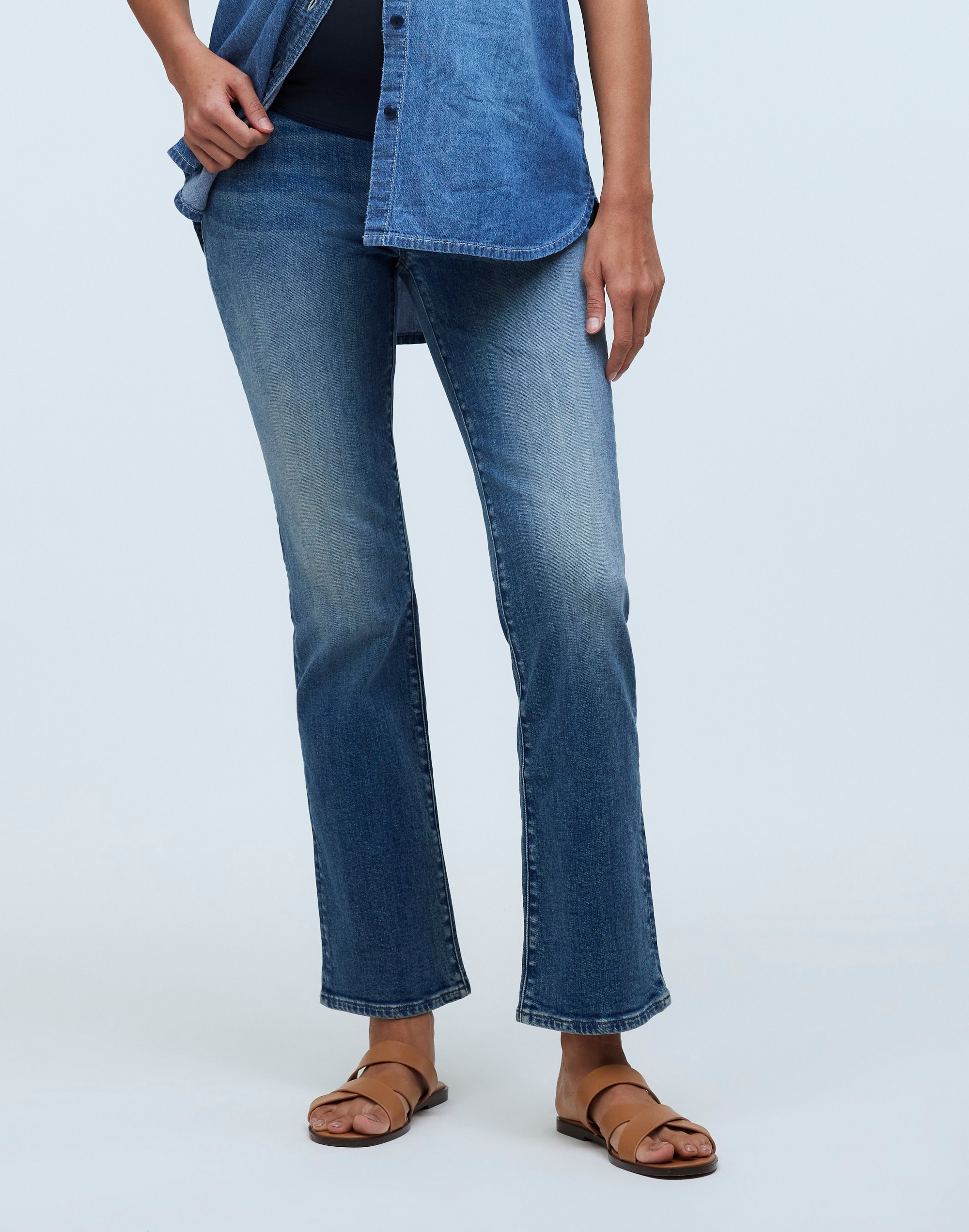 Shop Mw Maternity Over-the-belly Kick Out Crop Jeans In Oneida Wash