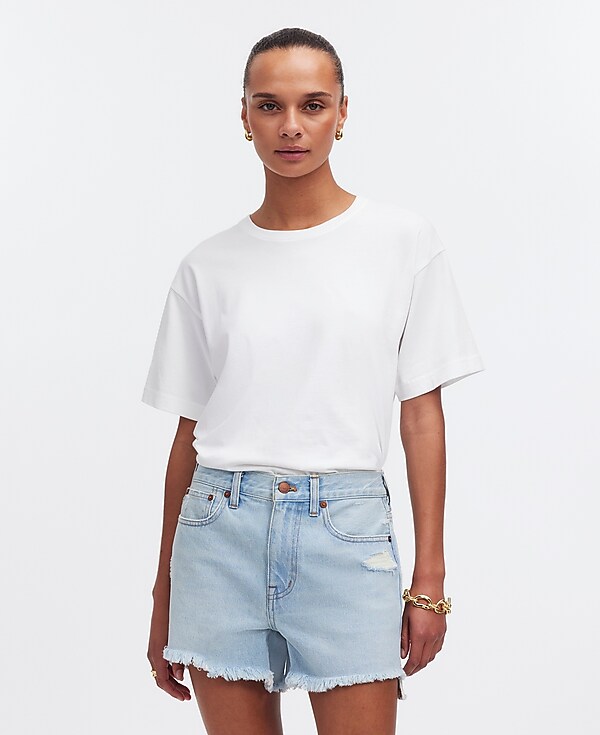 Relaxed Mid-Length Denim Shorts in Wengler Wash: Step-Hem Edition