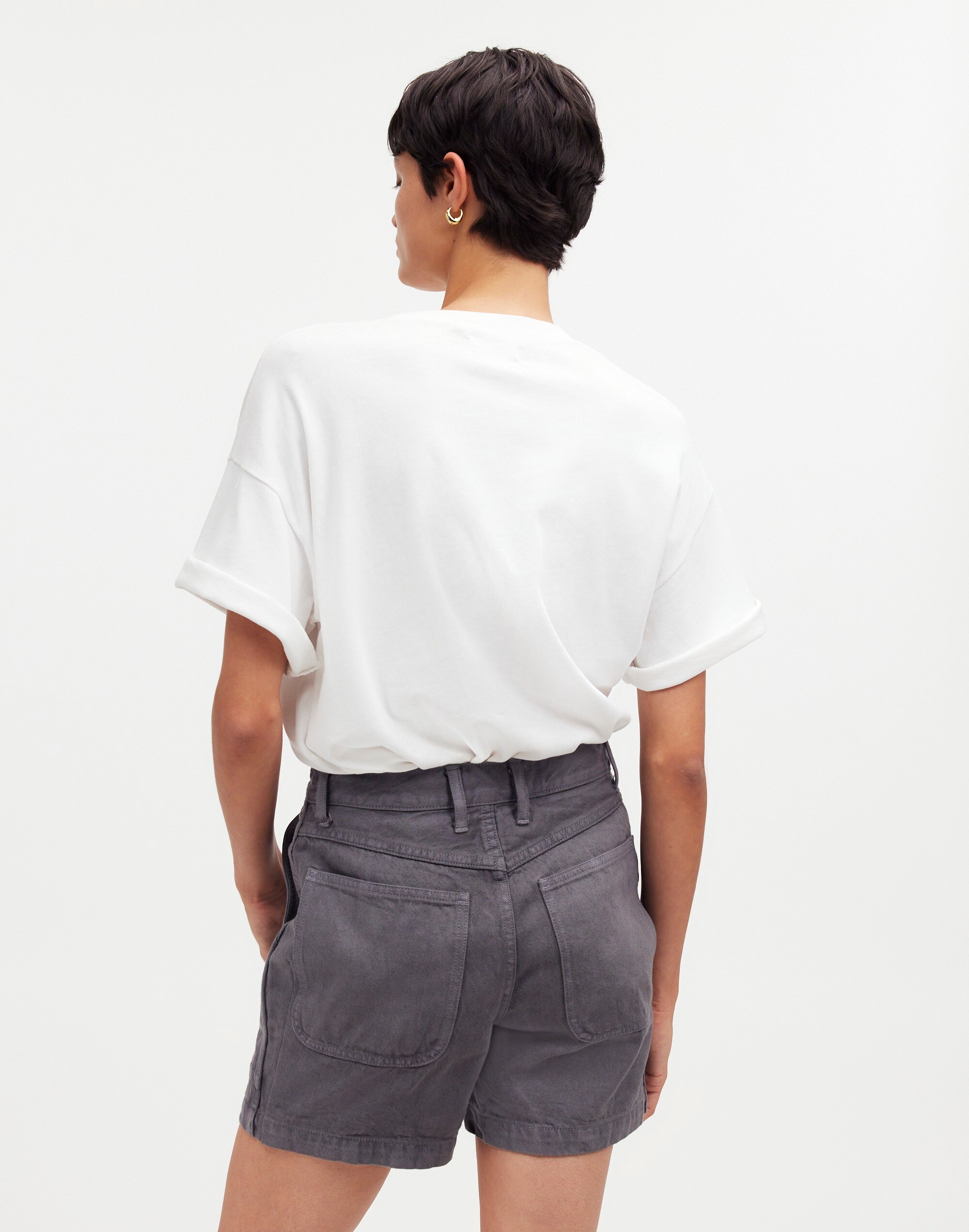 Madewell x MN Dye Studio Denim High-Rise Mid-Length Workwear Shorts | Madewell