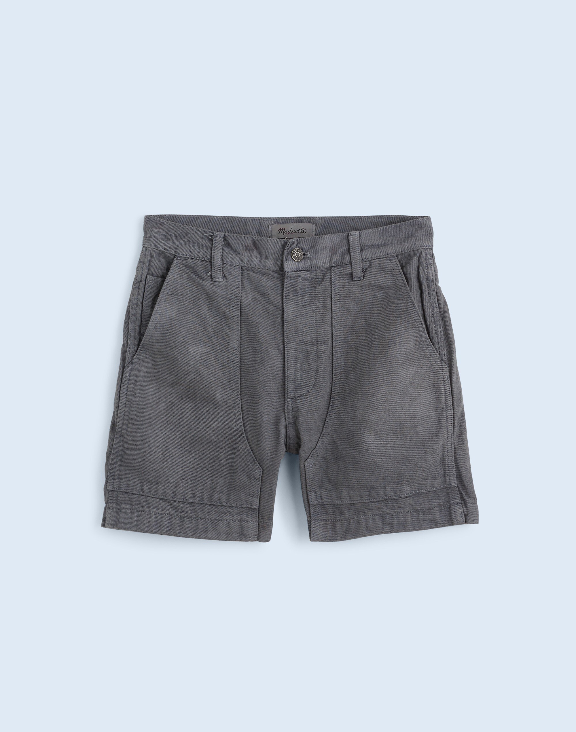 Madewell x MN Dye Studio Denim High-Rise Mid-Length Workwear Shorts |