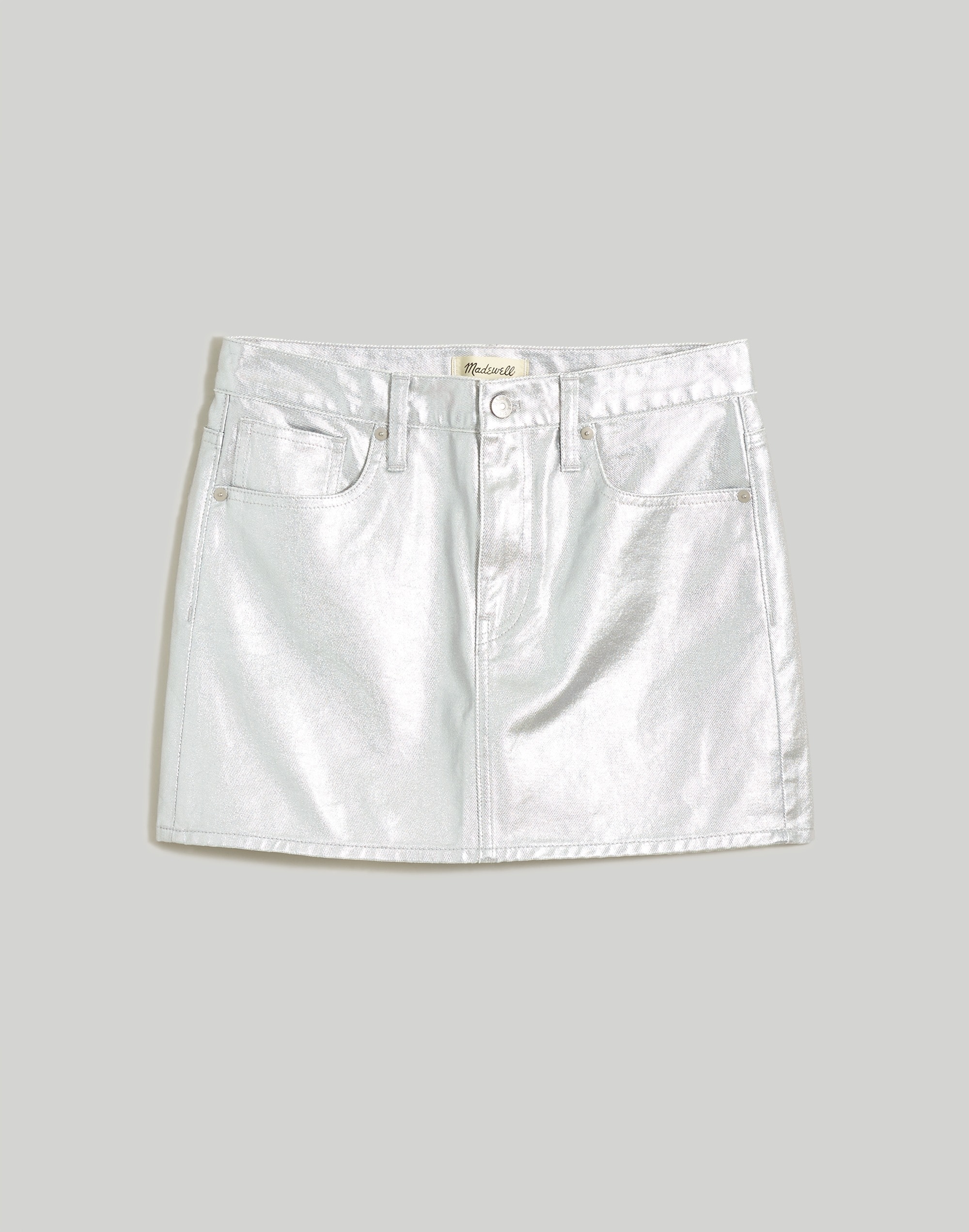 Off-White laminated metallic mini skirt - Silver