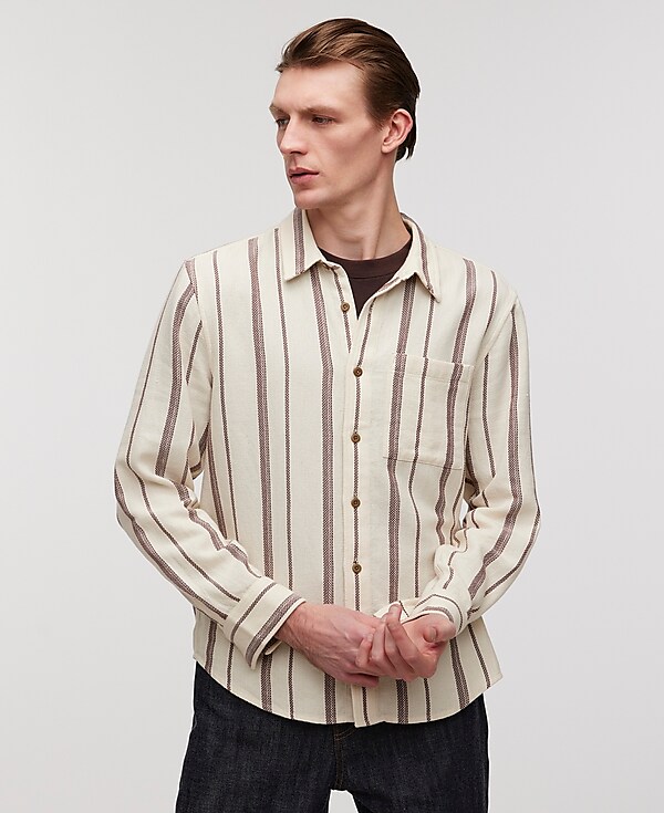 Easy Long-Sleeve Shirt in Cotton Dobby