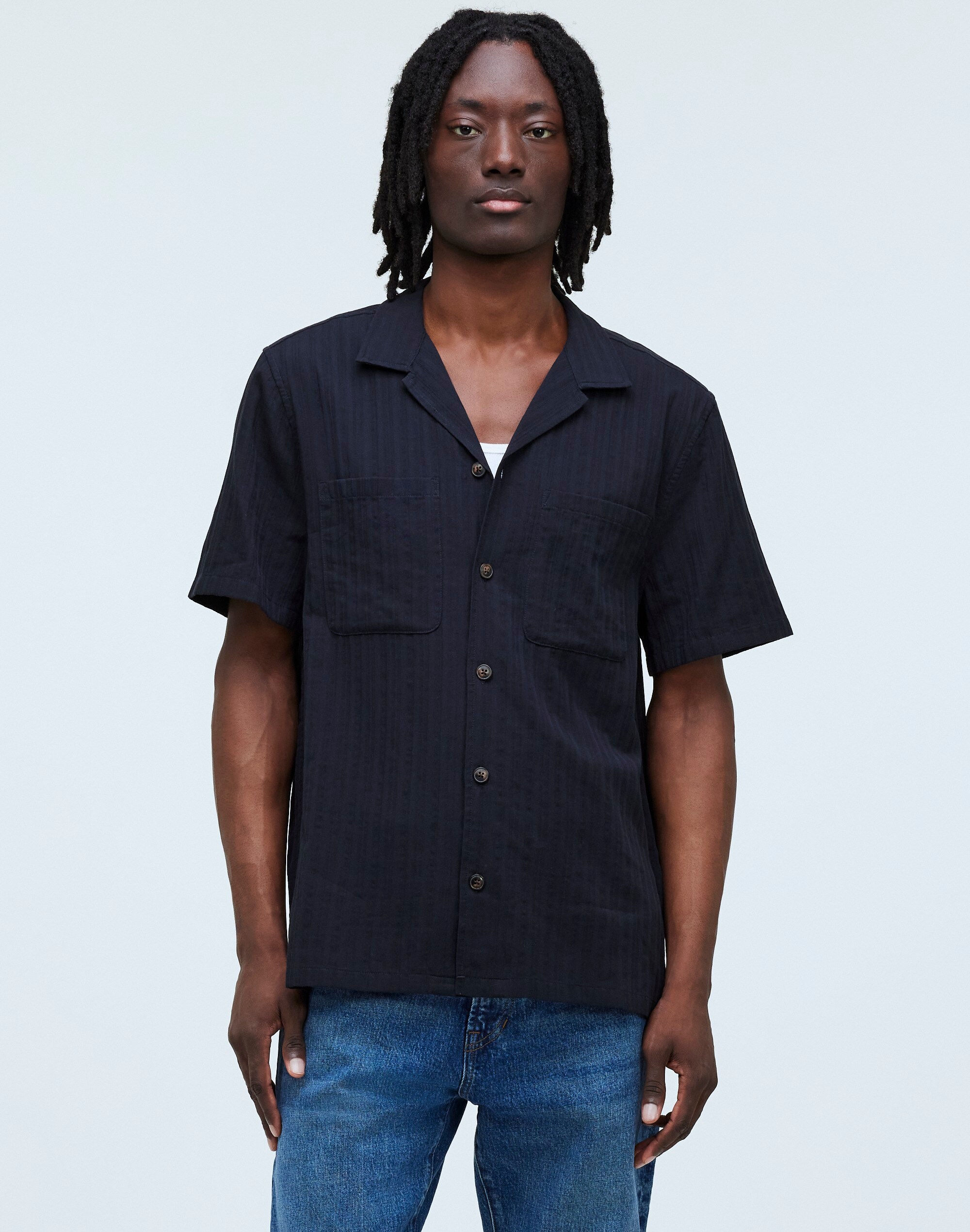 Shop Mw Easy Short-sleeve Shirt In Almost Black