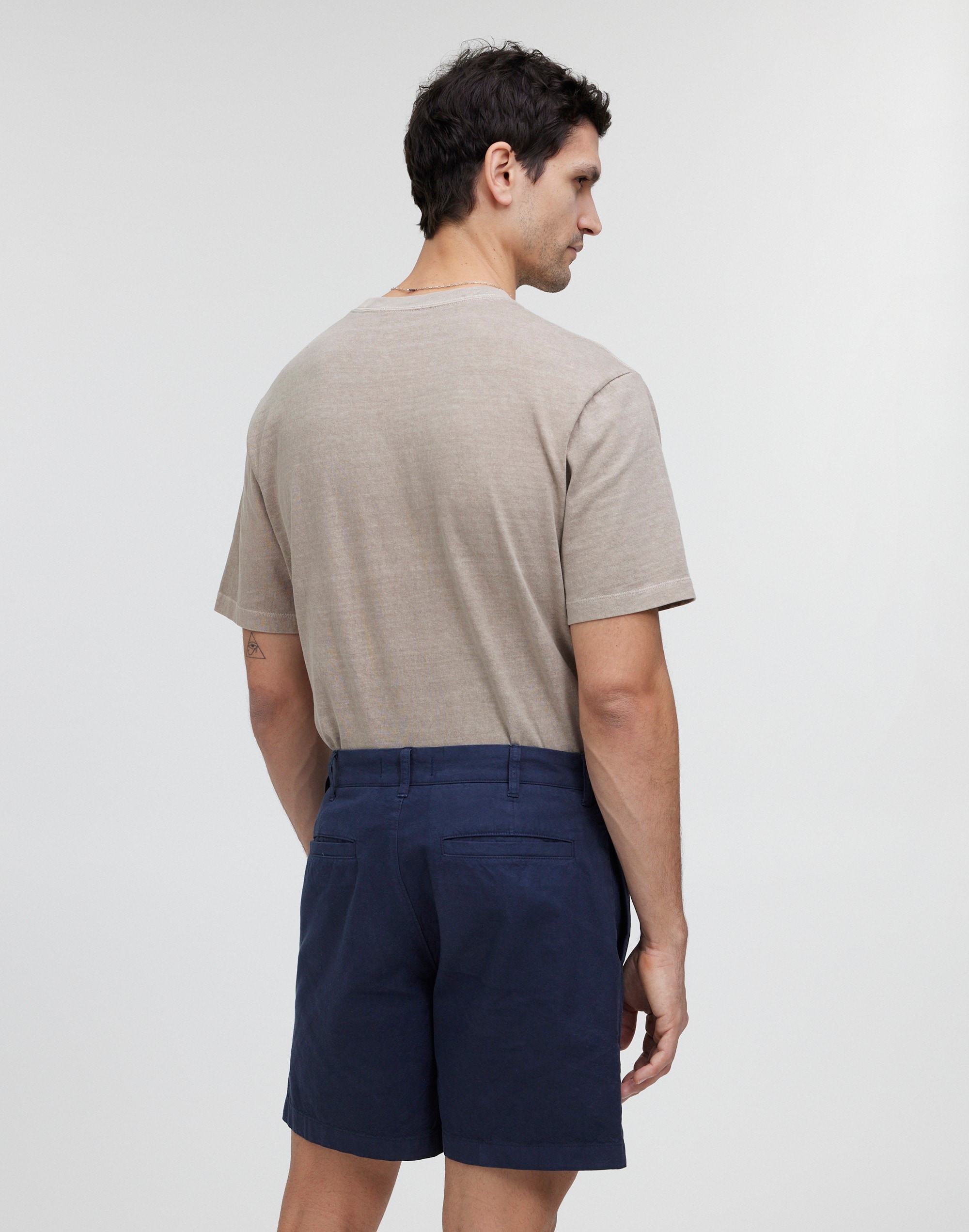 Cotton-Hemp Blend Pleated Shorts