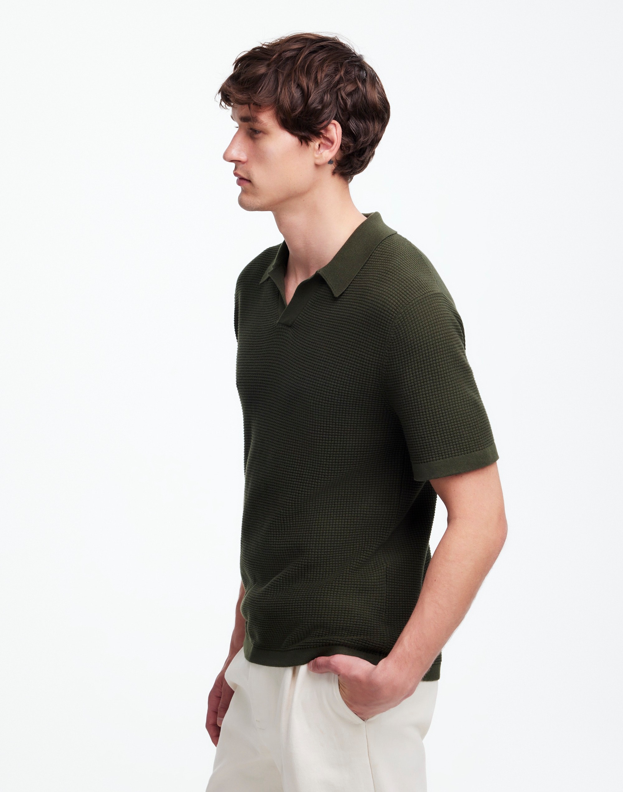 Johnny-Collar Short-Sleeve Sweater Polo | Madewell