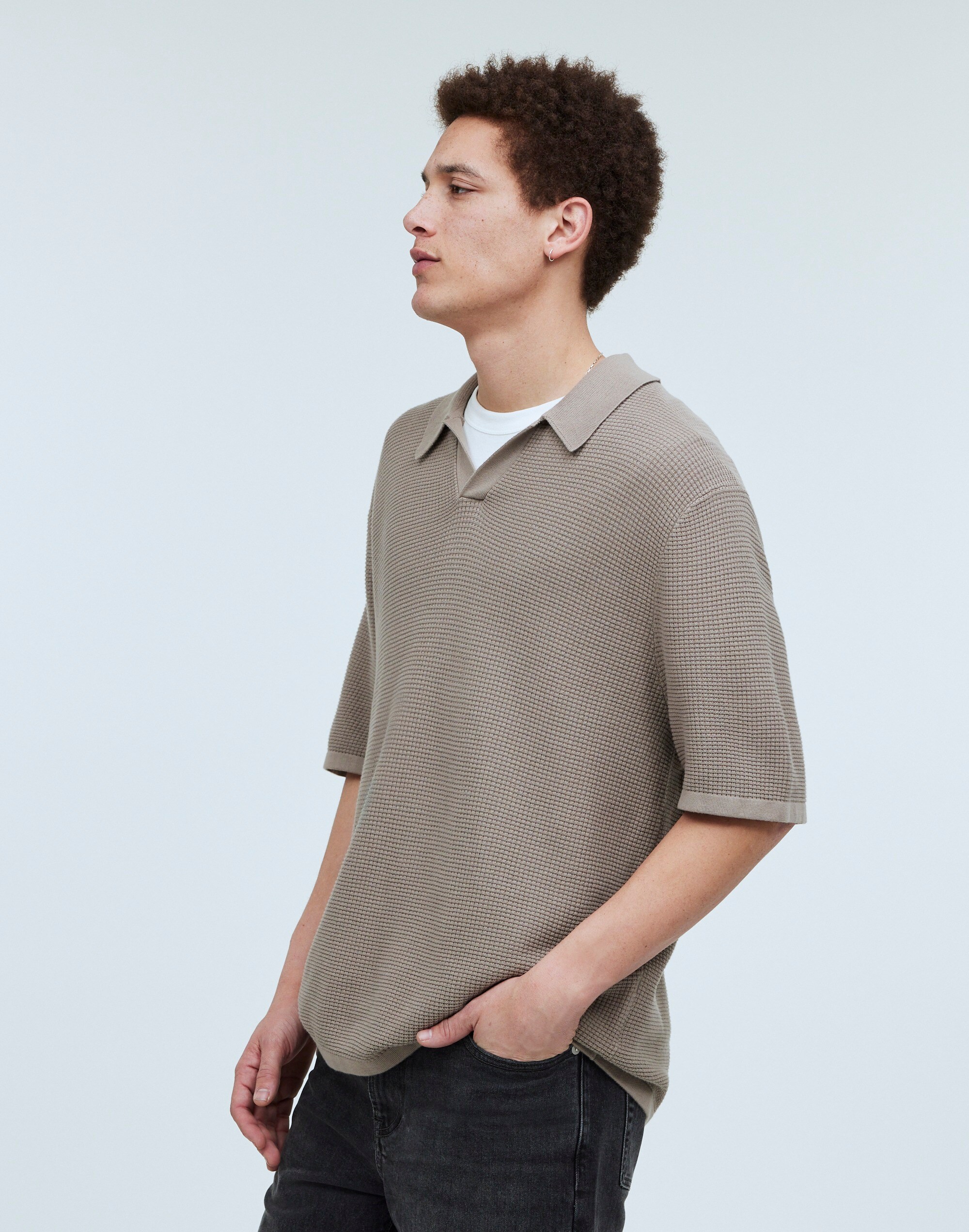 Johnny-Collar Short-Sleeve Sweater Polo | Madewell