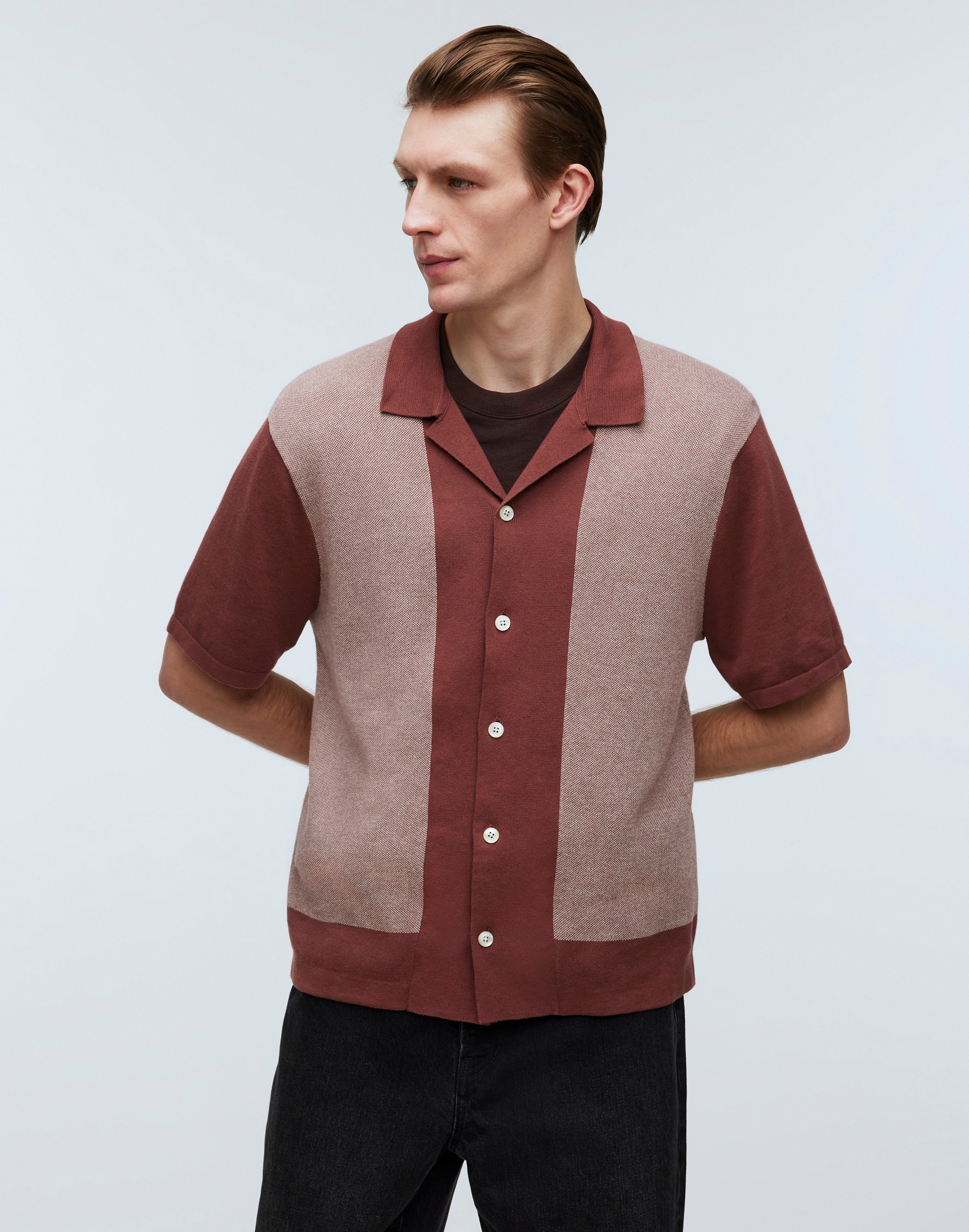 Colorblock Sweater Polo Shirt