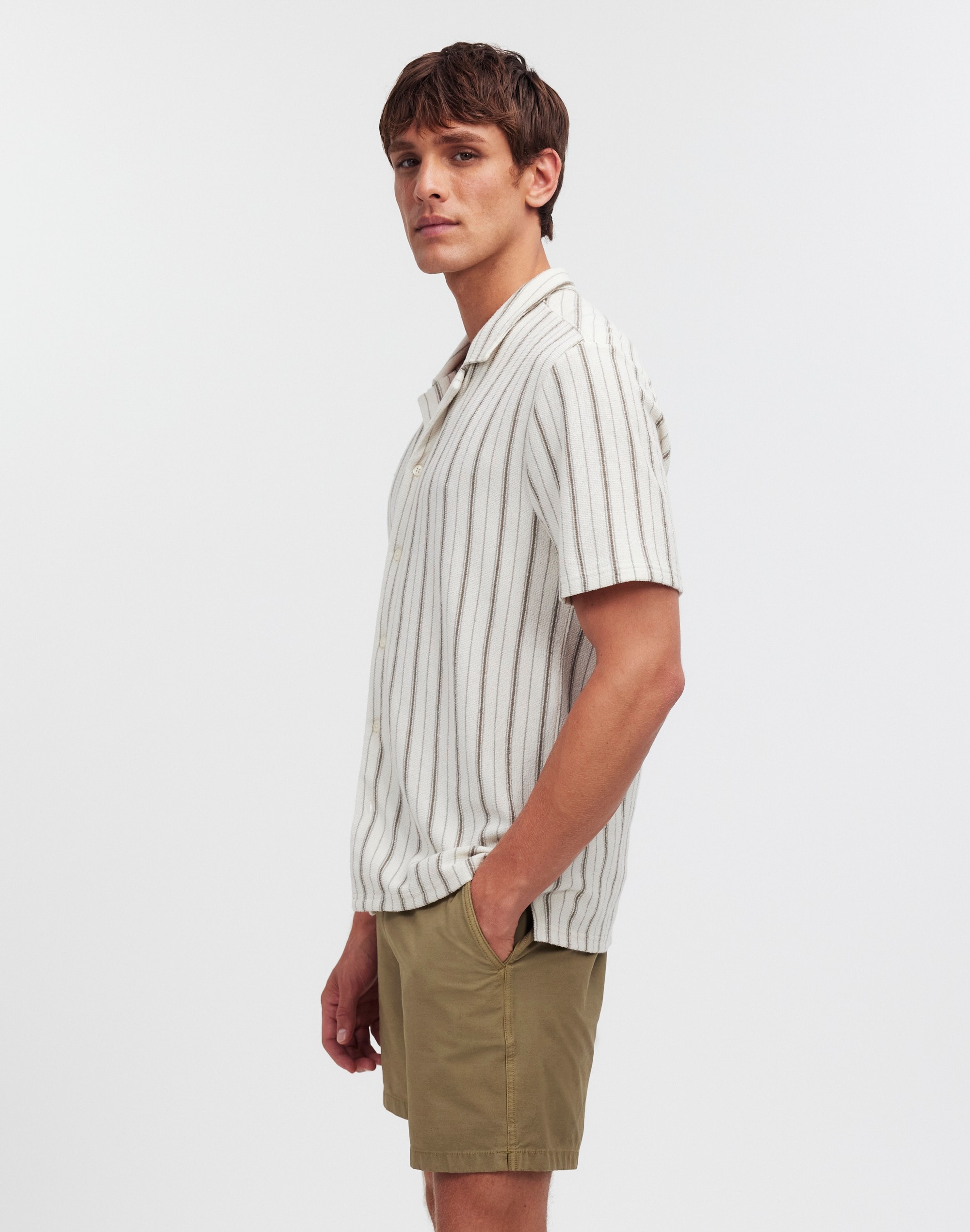 Easy Short-Sleeve Shirt Stripe Jacquard