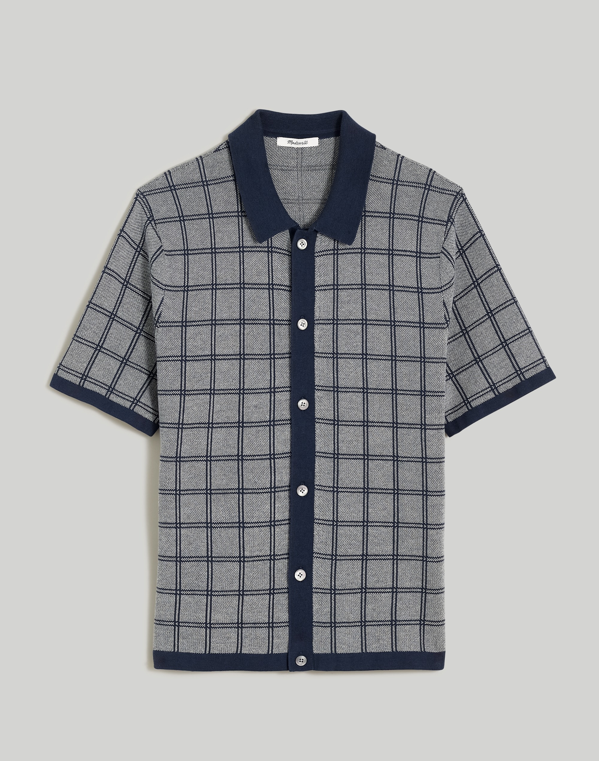 Button-Up Sweater Polo Shirt Plaid