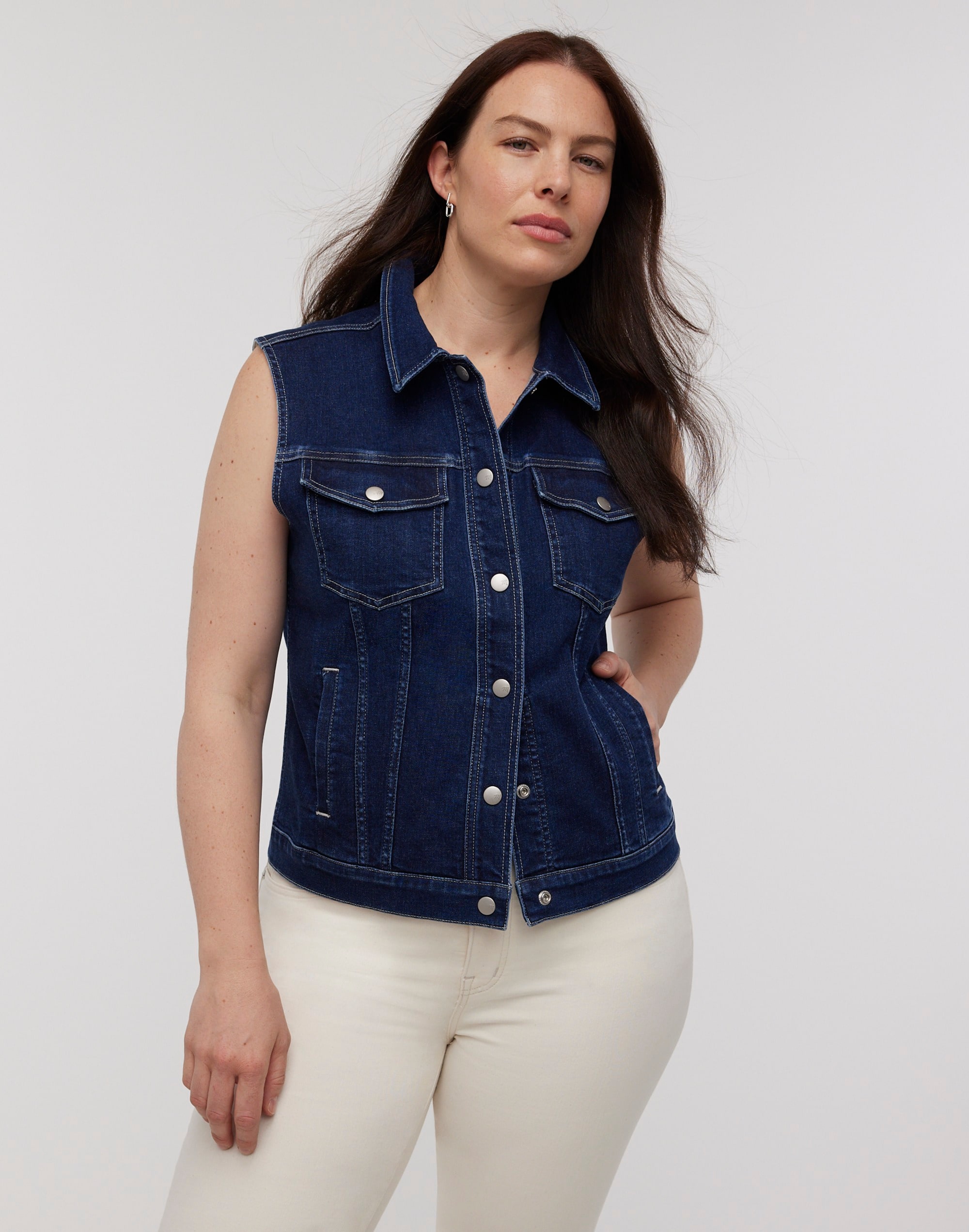 Denim Fitted Vest Rocco Wash