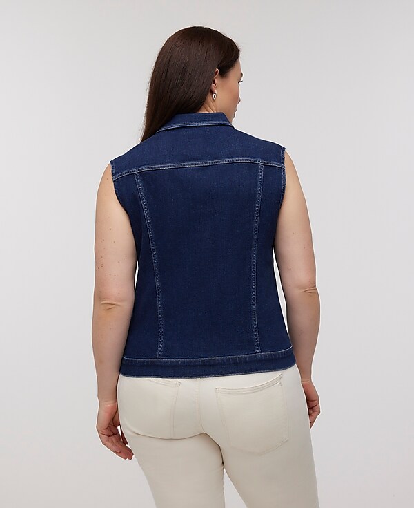 Denim Fitted Vest in Rocco Wash