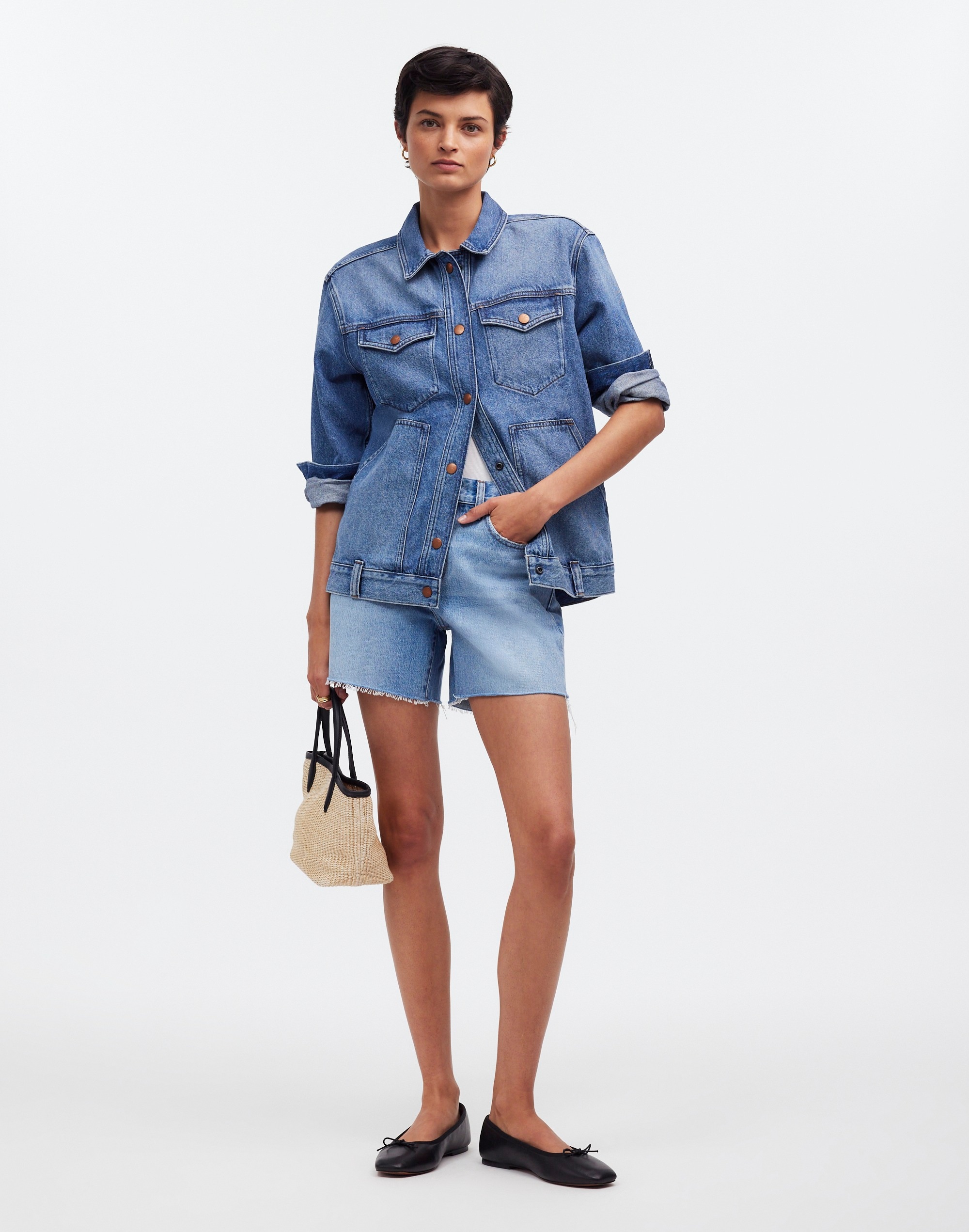 The Oversized Trucker Jean Jacket Sentell Wash: Snap-Front Edition