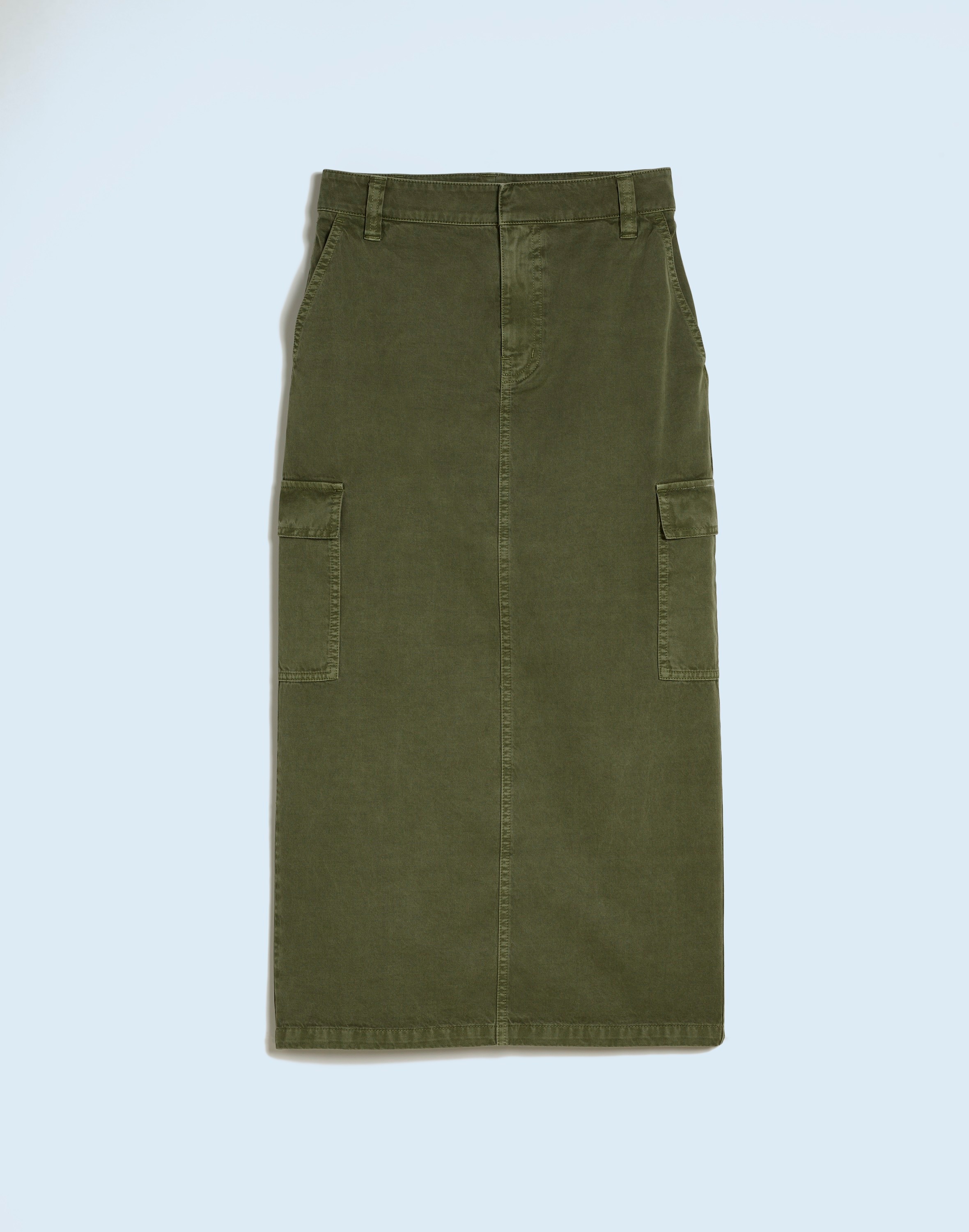 Garment-Dyed Cargo Midi Skirt