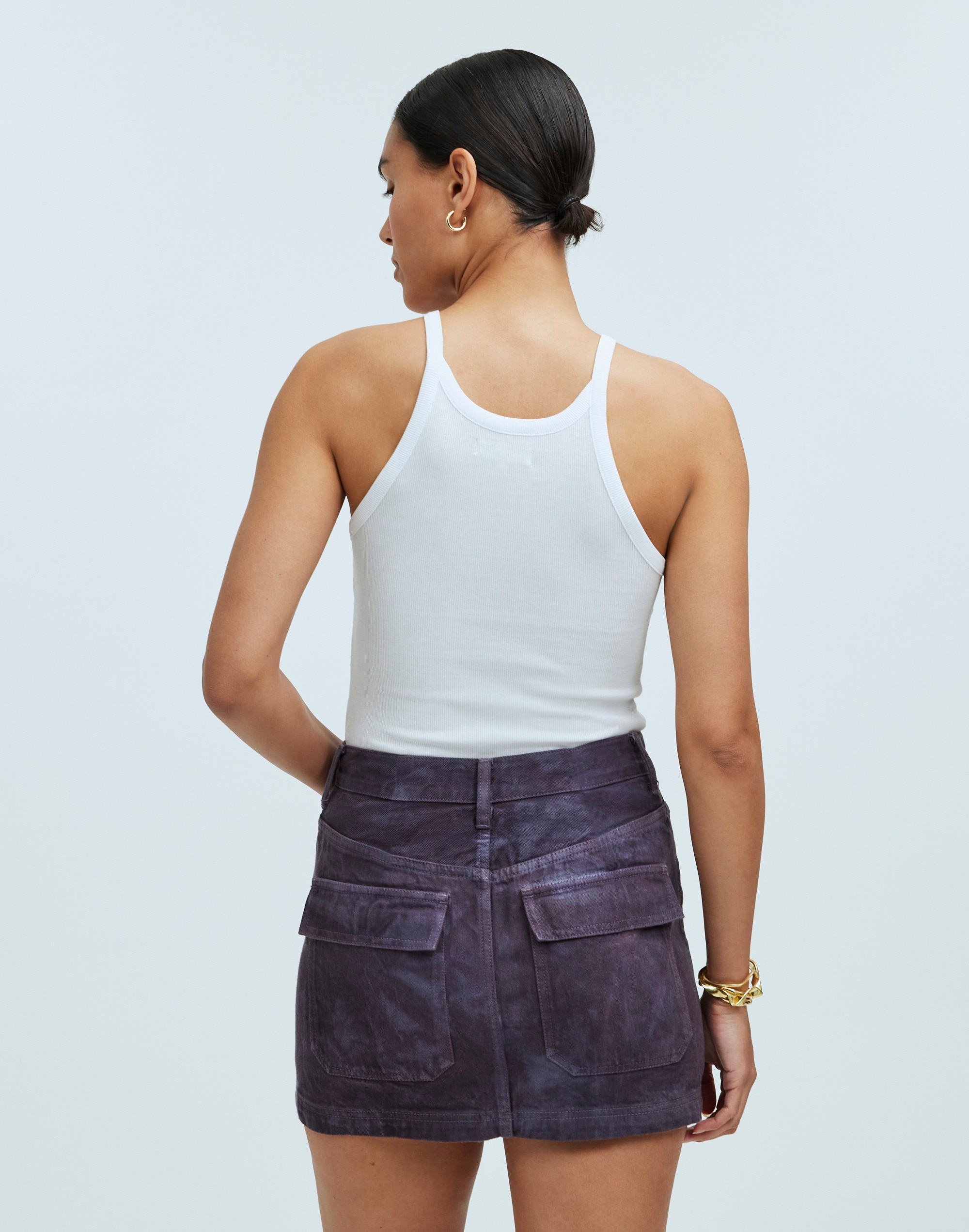 Madewell x MN Dye Studio Denim Patch-Pocket Micro Mini Skirt