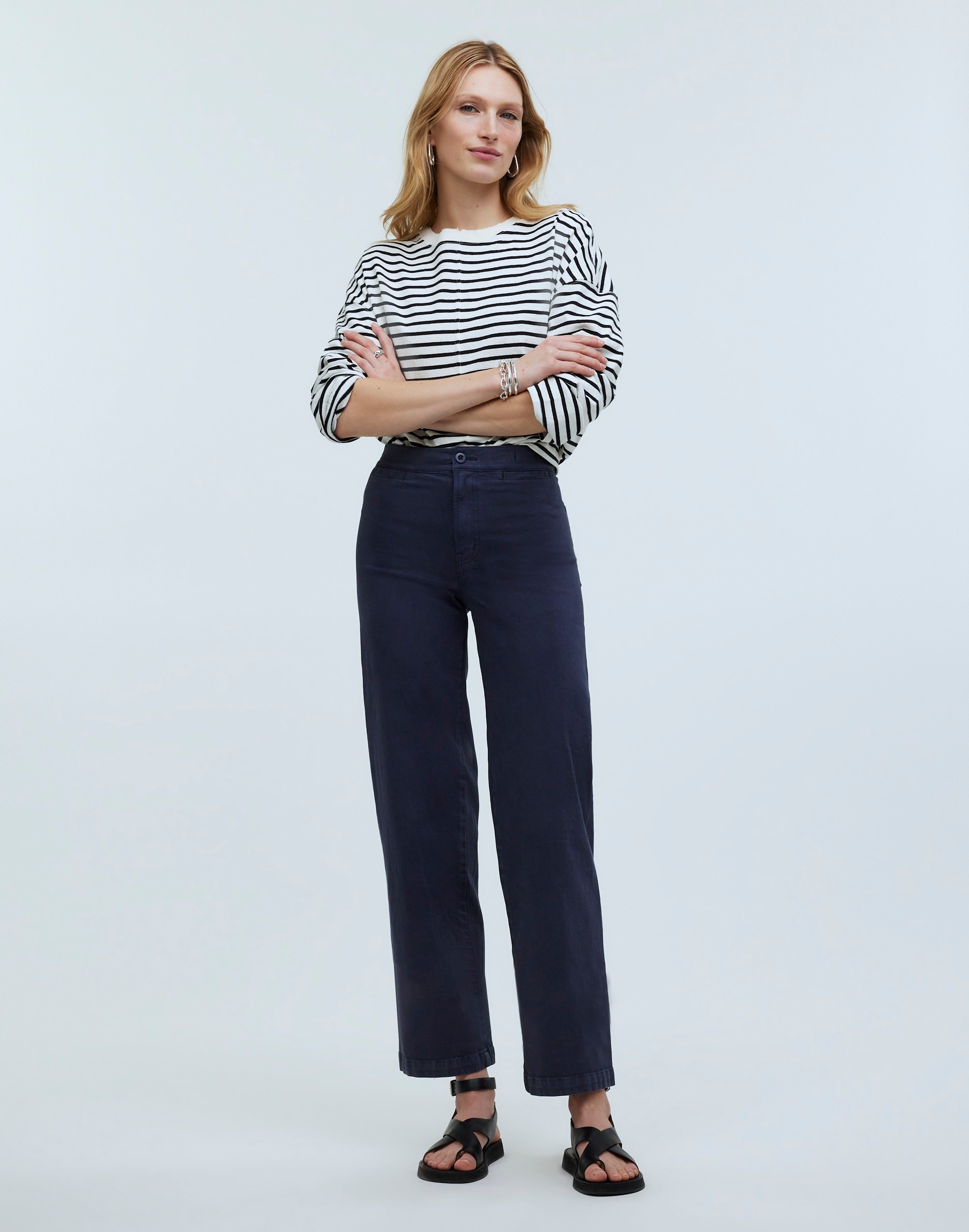 Mw The Emmett Wide-leg Crop Pant: Welt Pocket Edition In Ink