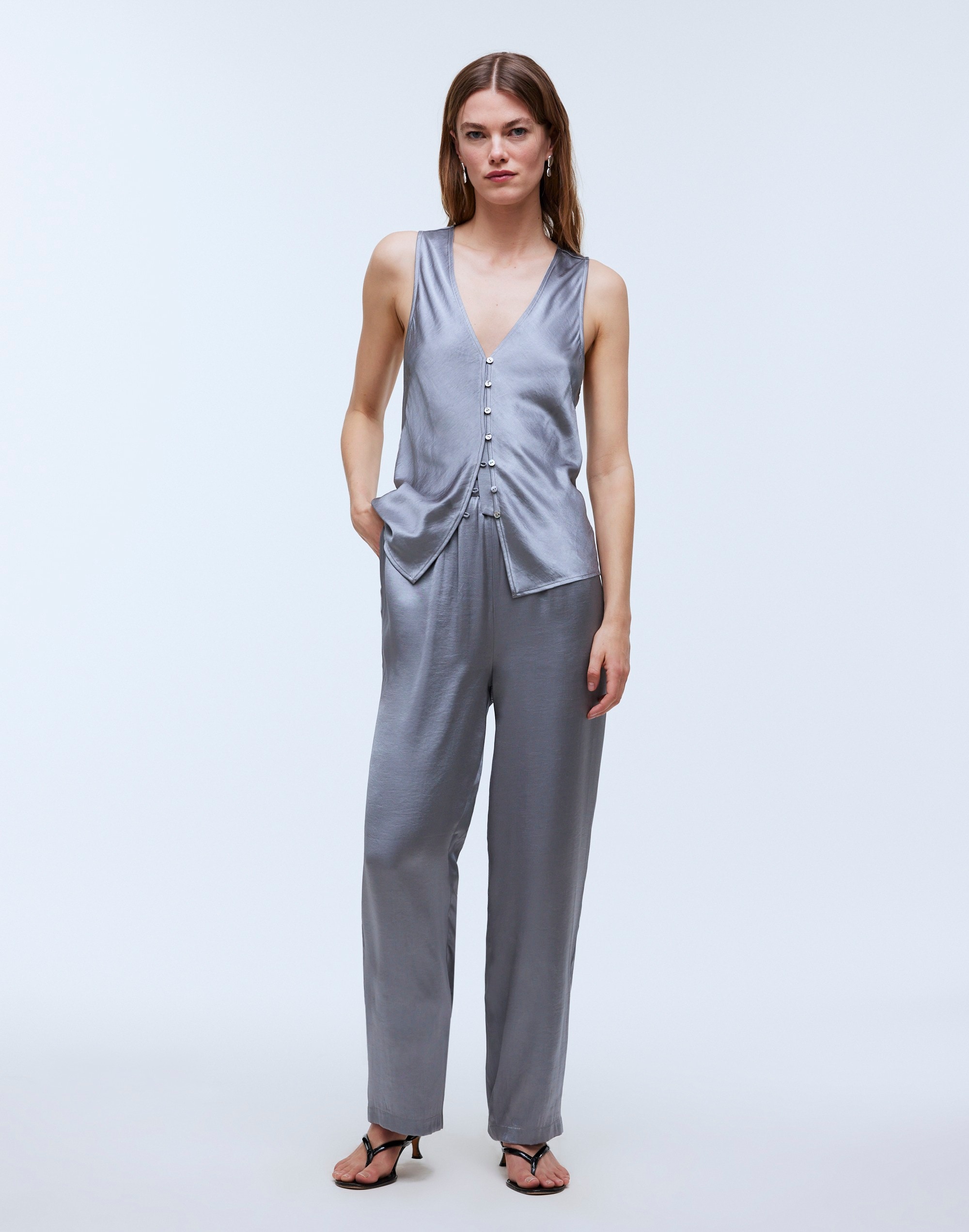 Straight-Leg Full-Length Pants in Satin | Madewell