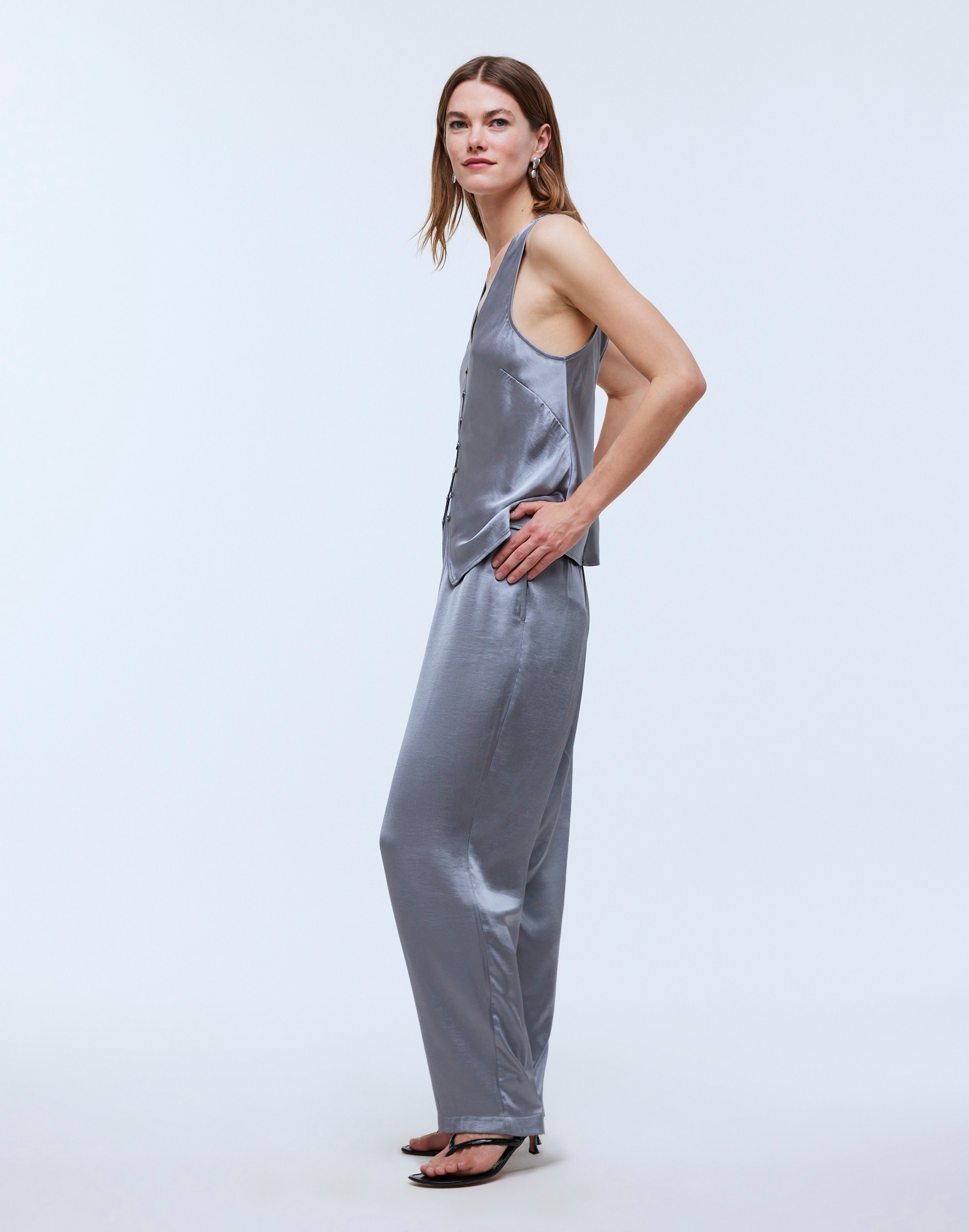 Straight-Leg Full-Length Pants in Satin | Madewell