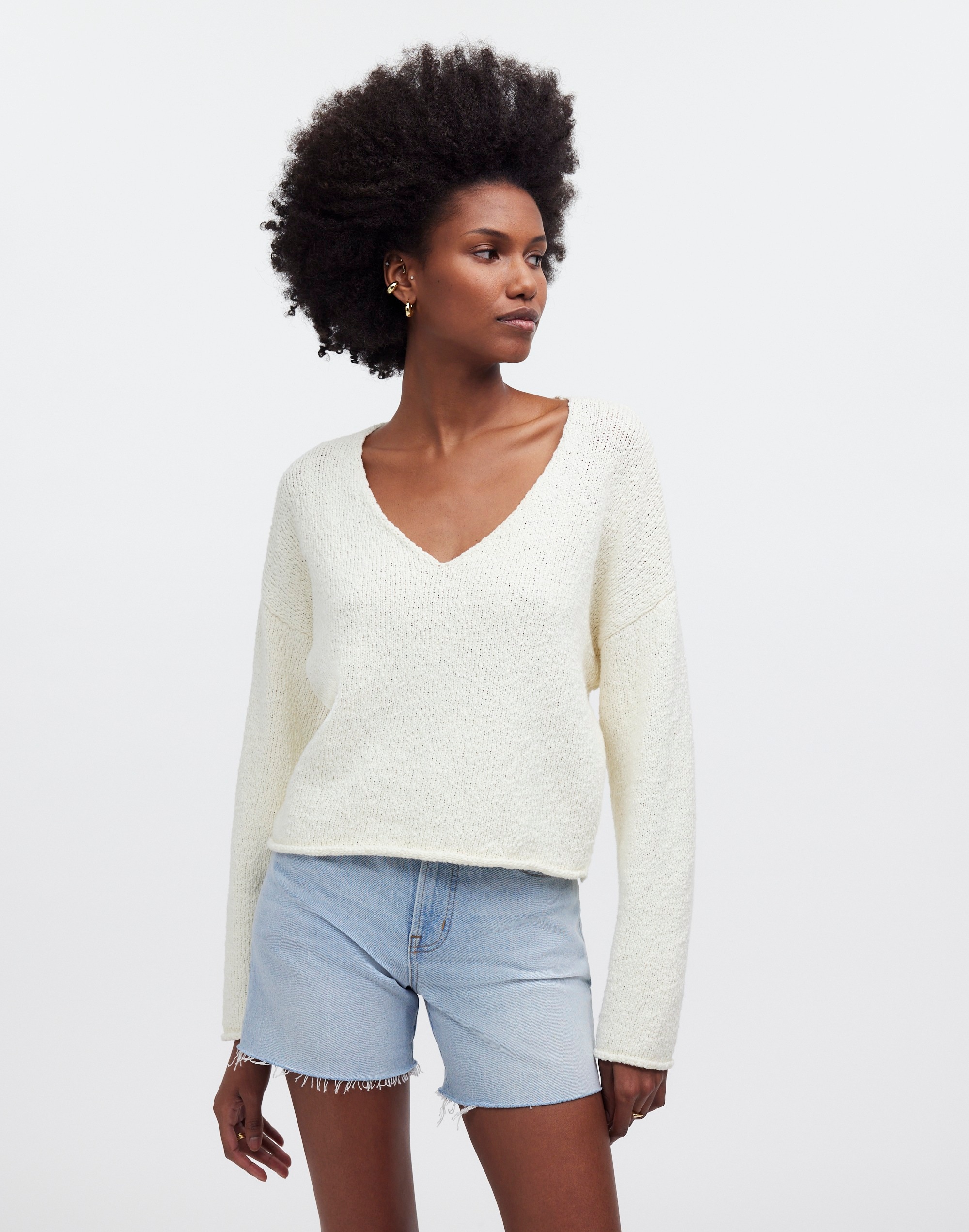 Deep-V Boxy Sweater | Madewell