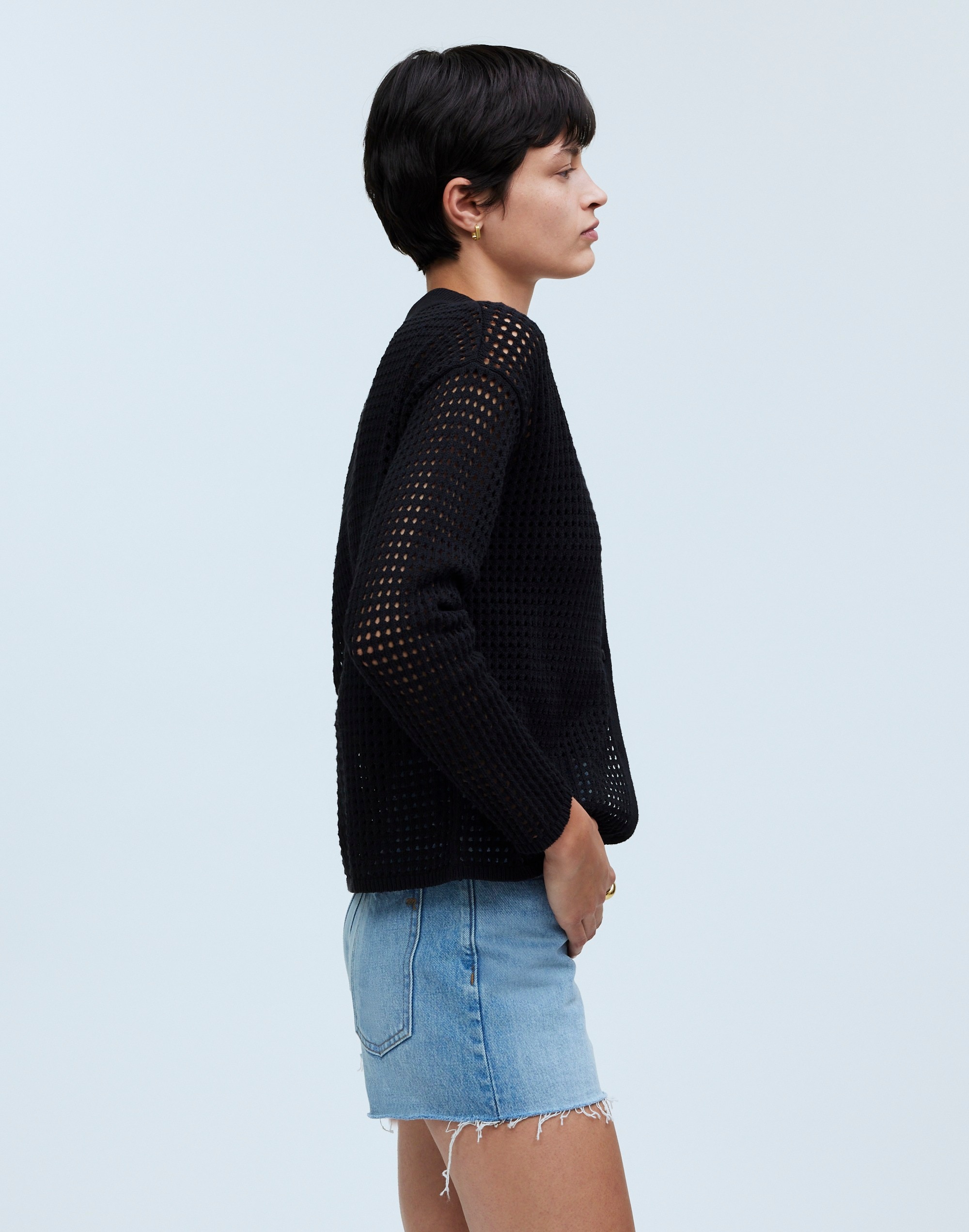 Open-Stitch Polo Cardigan Sweater | Madewell