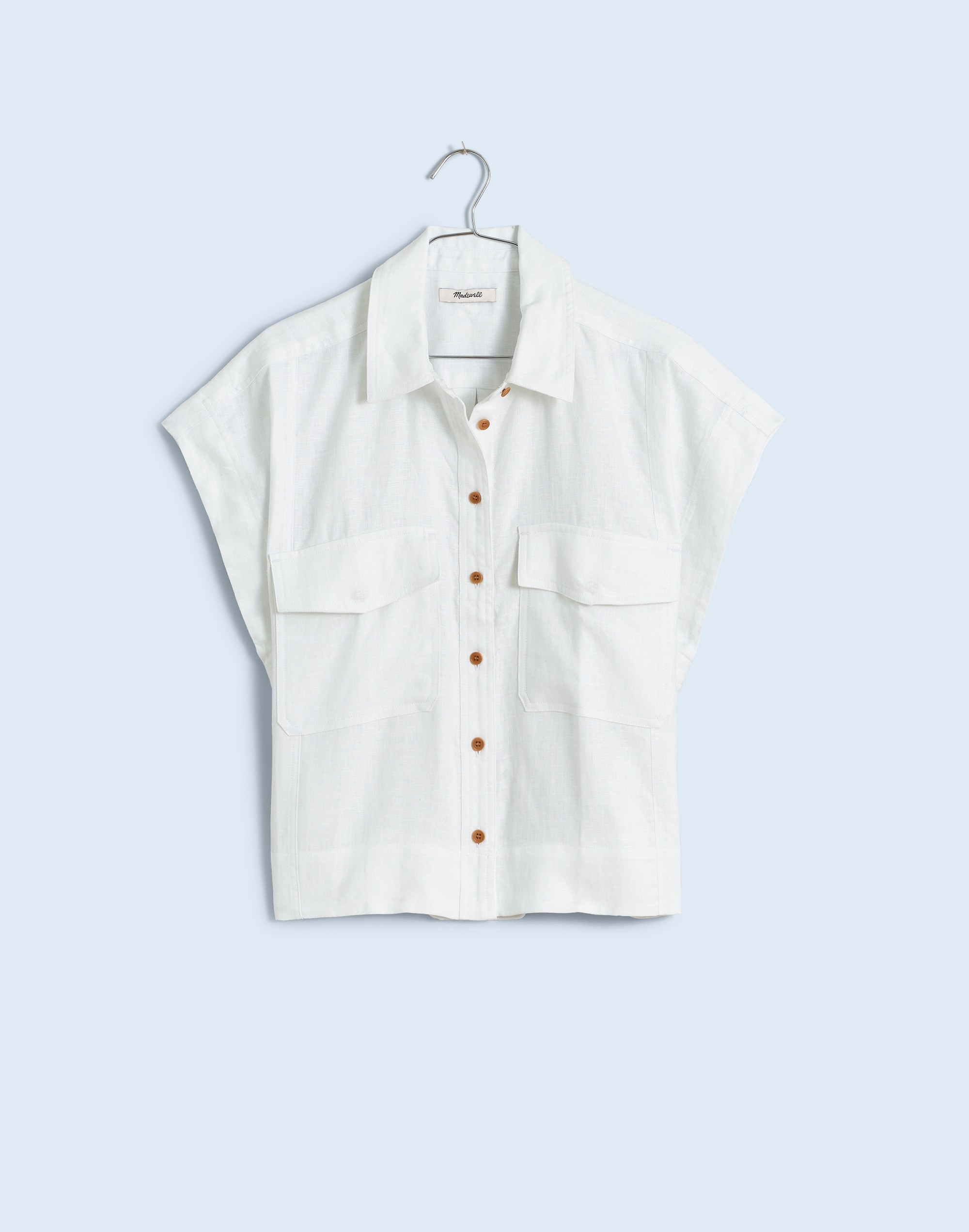 Flap-Pocket Button-Up Shirt 100% Linen | Madewell