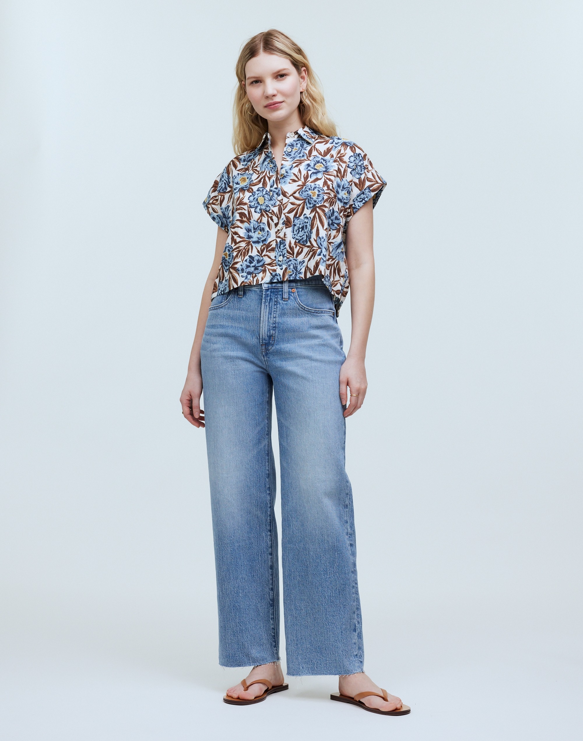 Crop Dolman Shirt Floral 100% Linen | Madewell