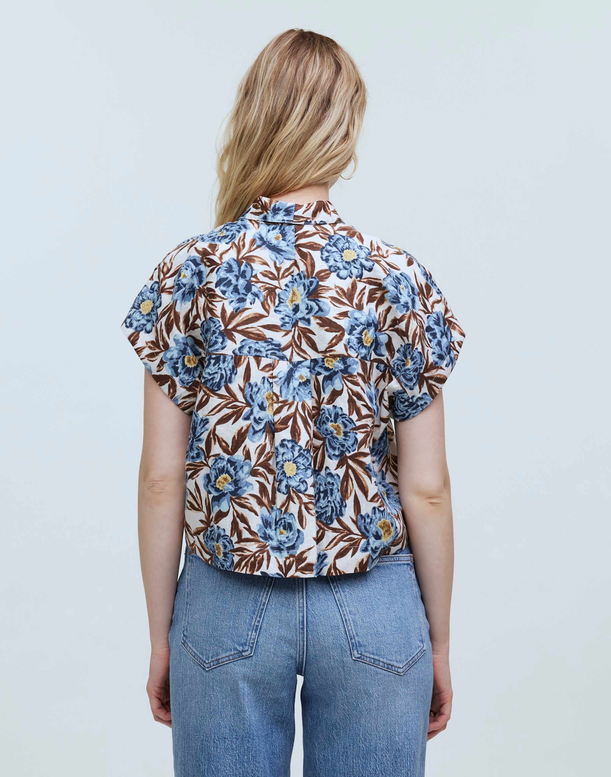 Crop Dolman Shirt Floral 100% Linen | Madewell