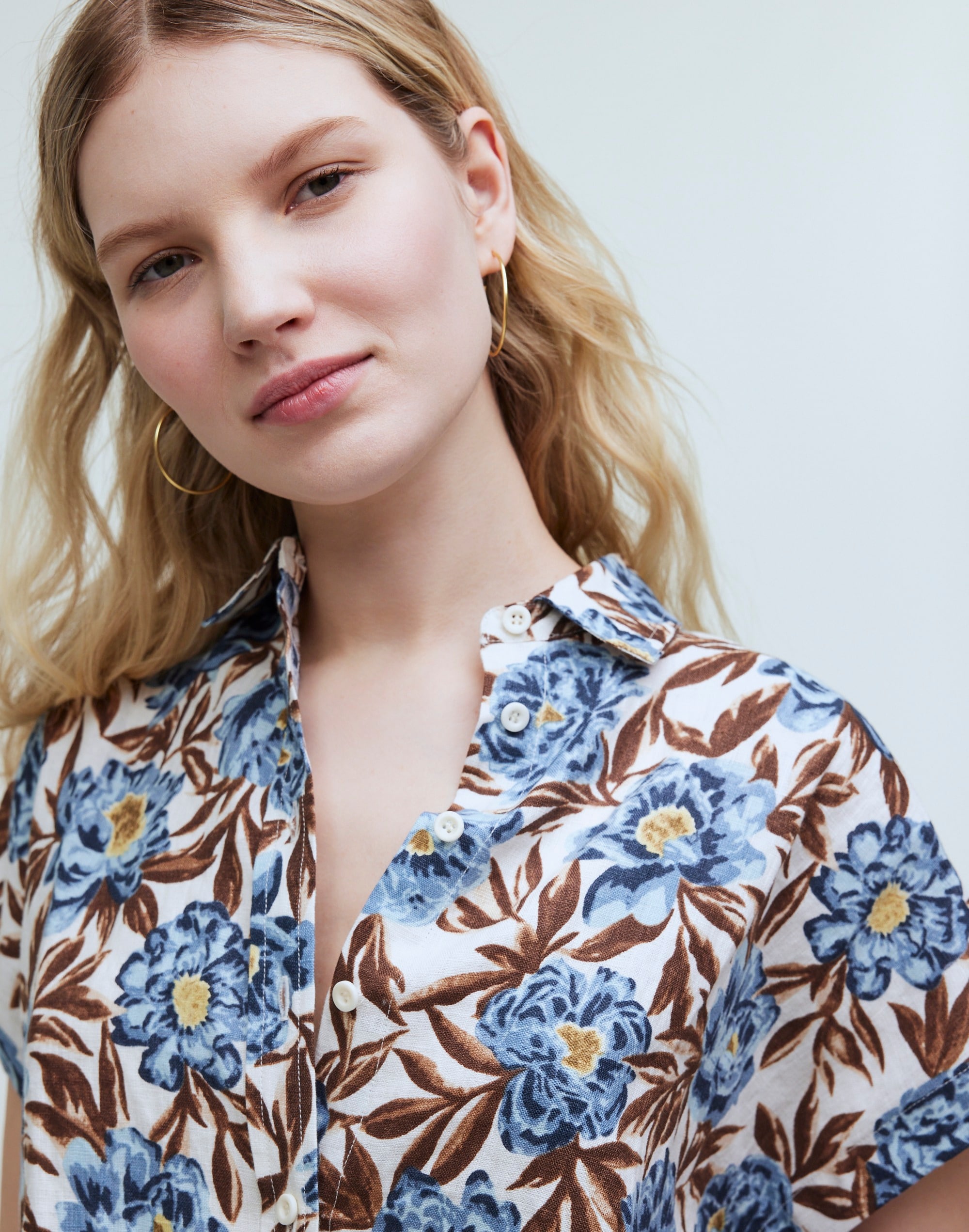 Crop Dolman Shirt Floral 100% Linen | Madewell