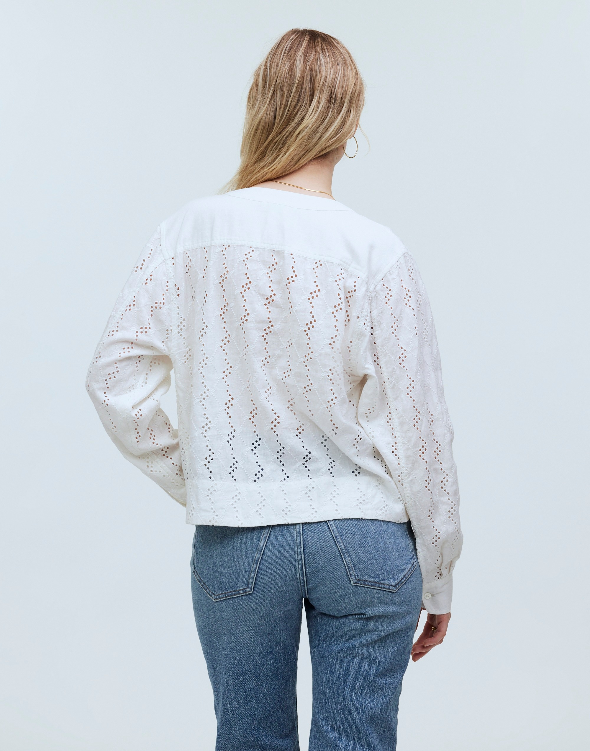 Long-Sleeve Popover Top Eyelet | Madewell