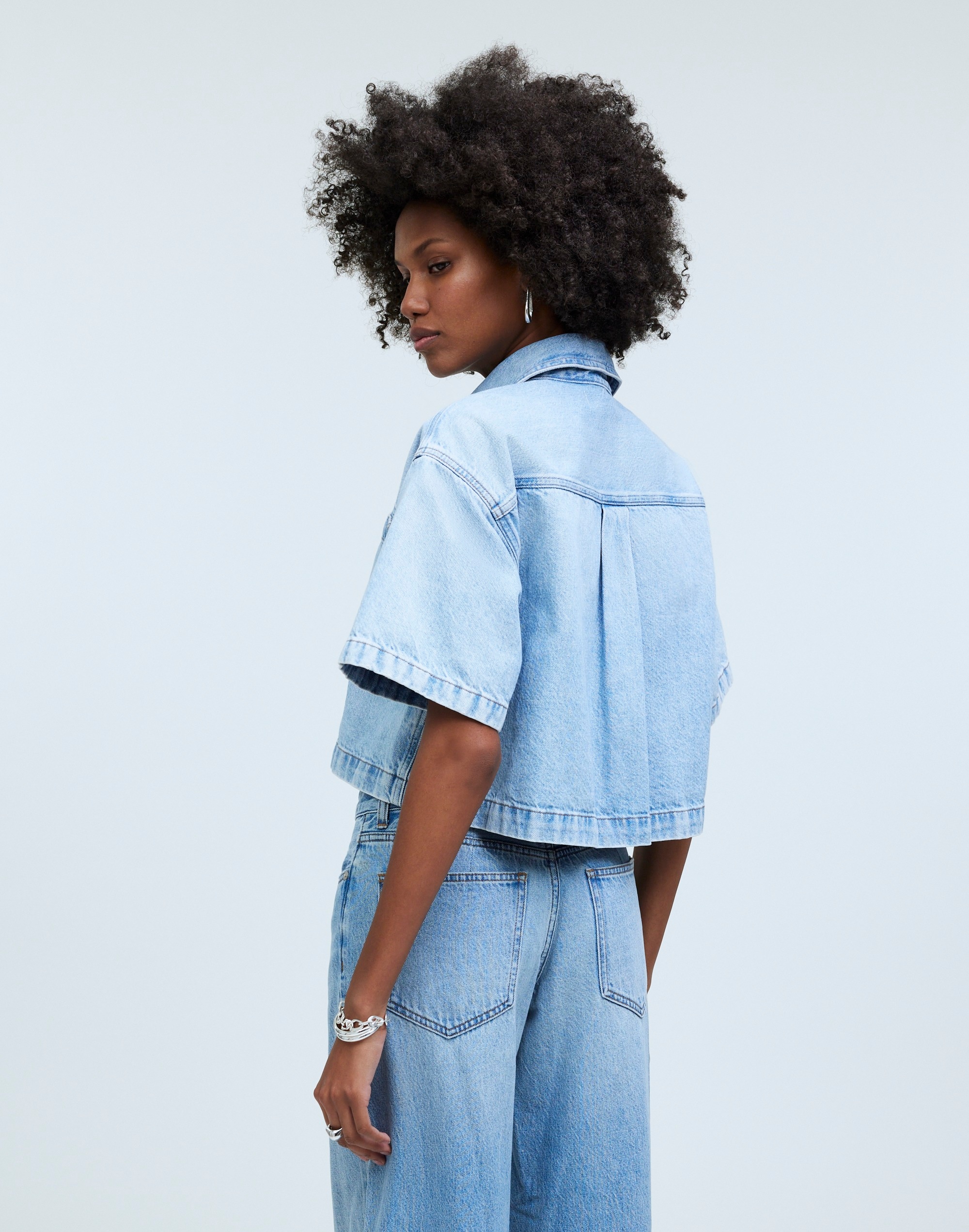 Denim Short-Sleeve Shirt-Jacket in Ahern Wash | Madewell