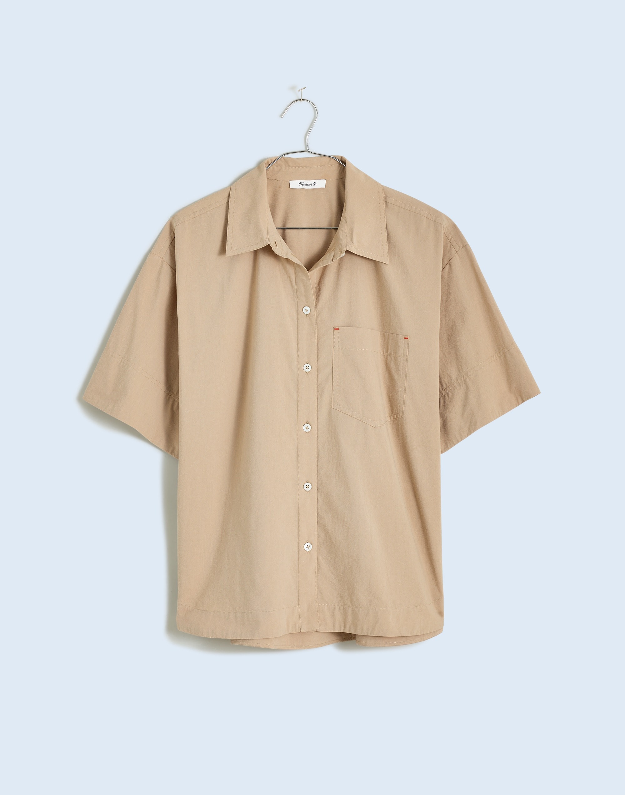 Oversized Boxy Button-Up Shirt Signature Poplin