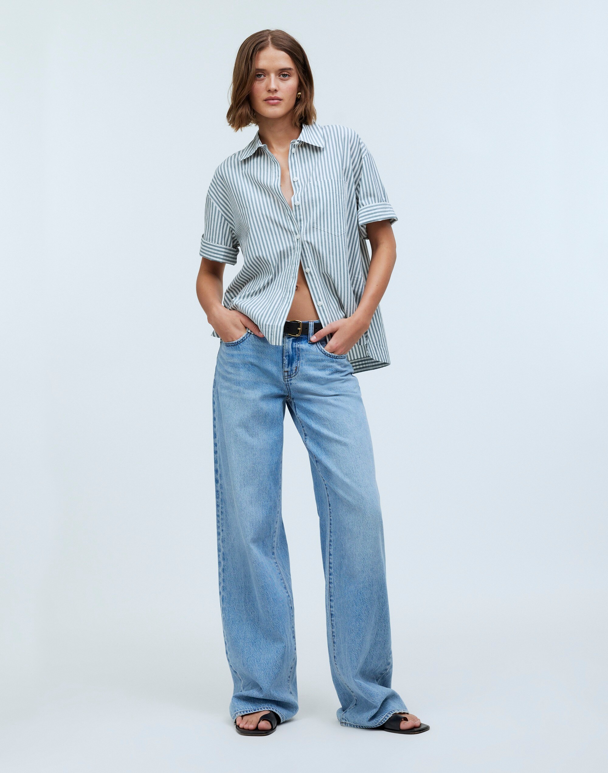 Oversized Boxy Button-Up Shirt in Signature Poplin | Madewell