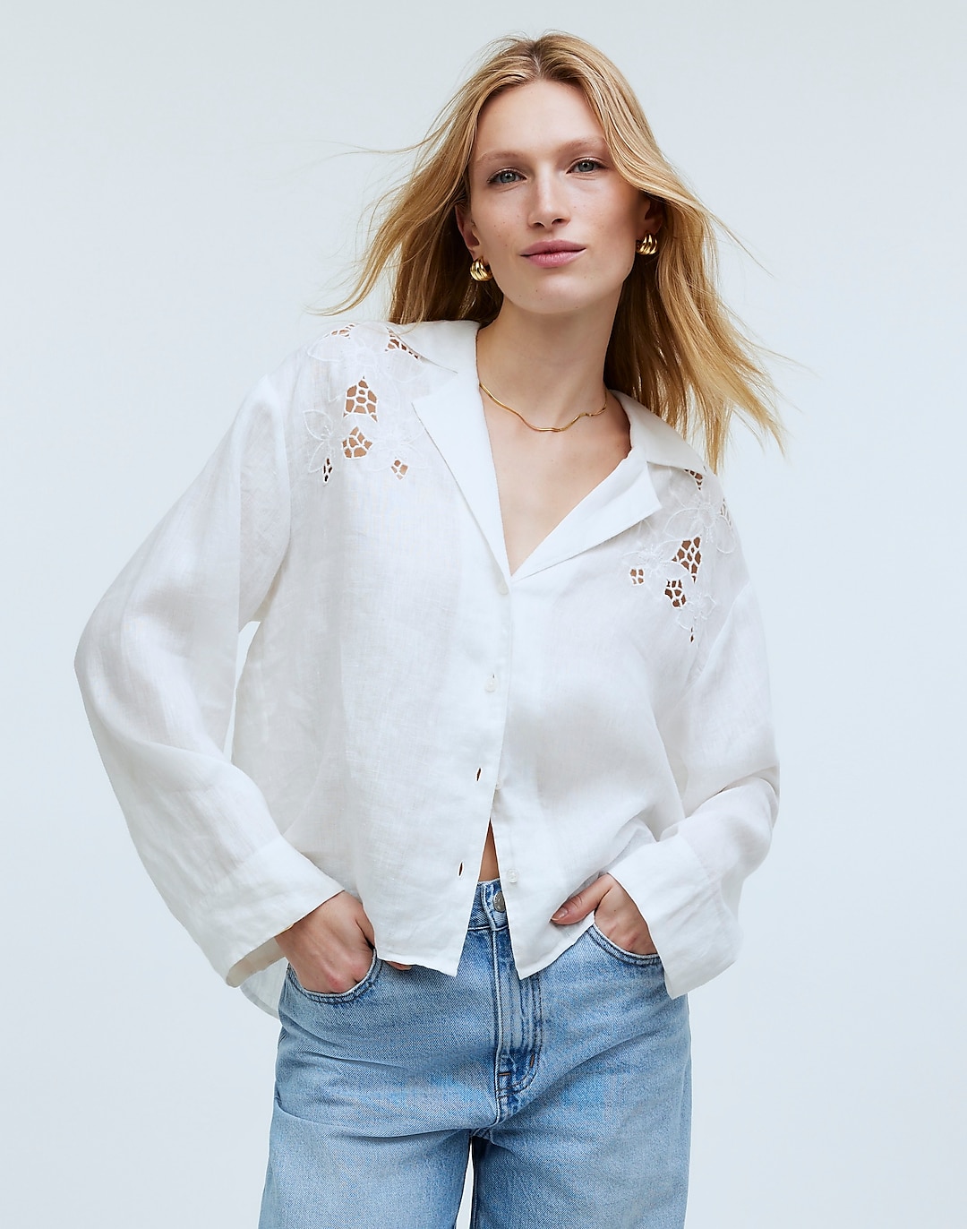 embroidered long sleeve shirt