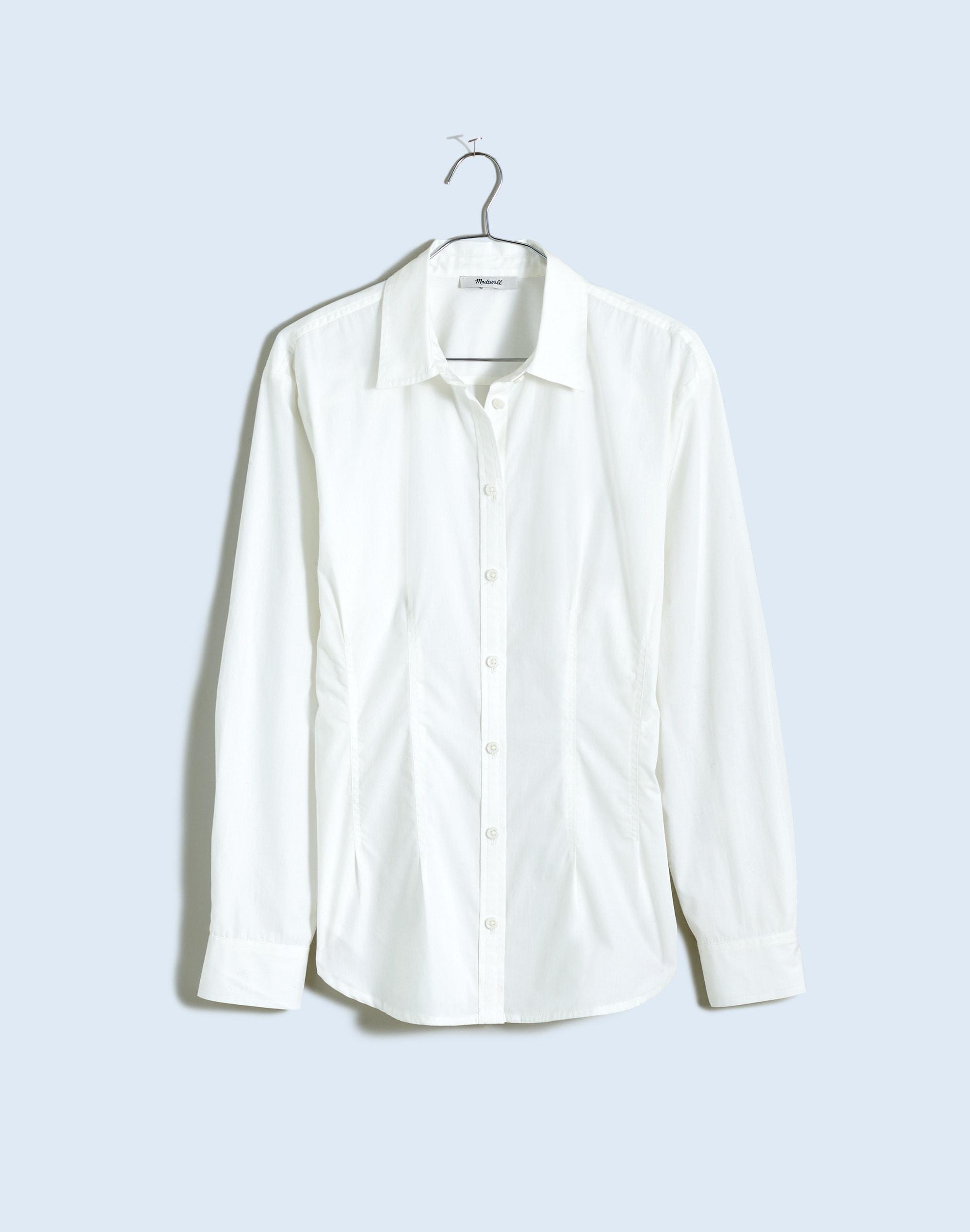 Darted Long-Sleeve Button-Up Shirt