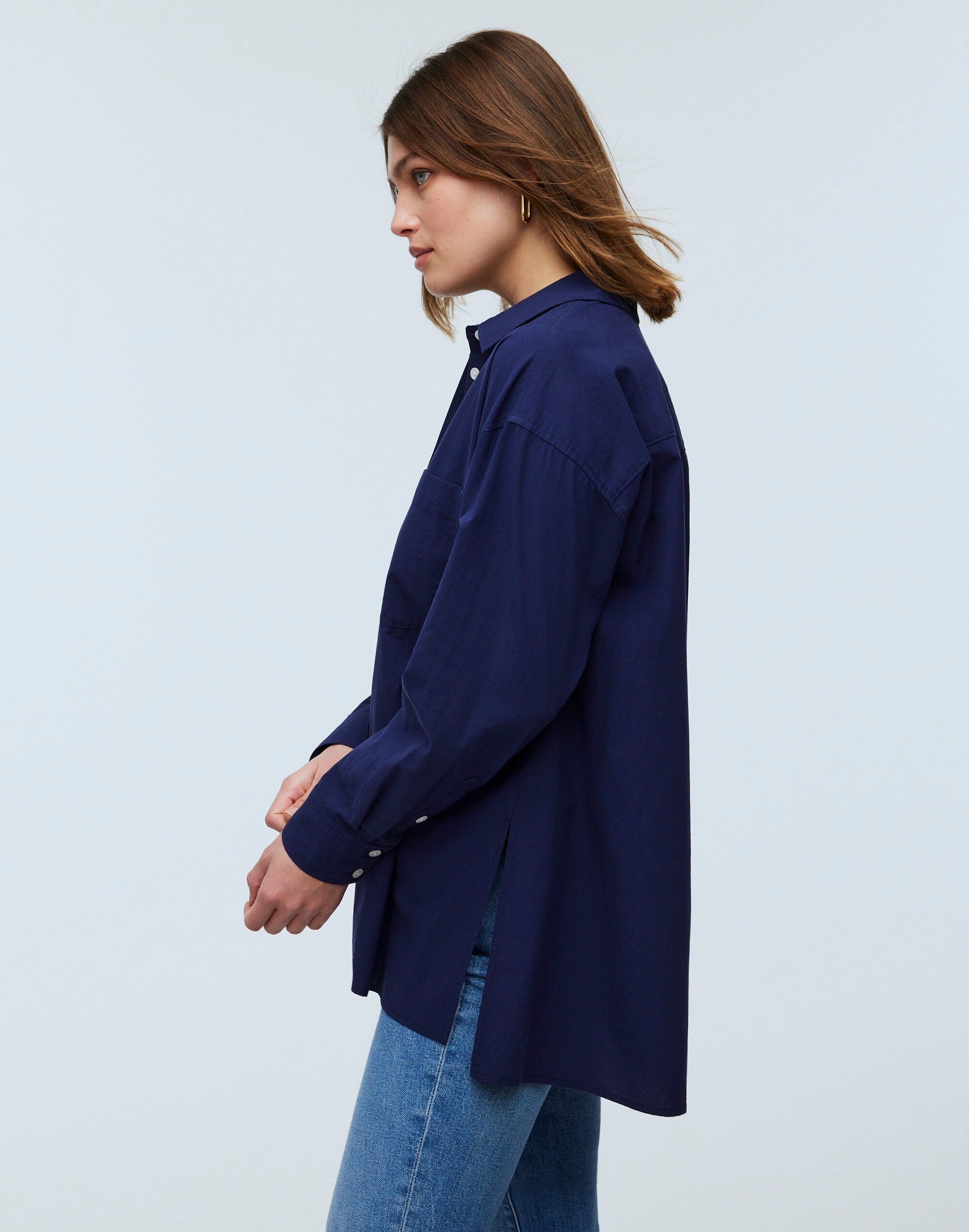 The Oversized Straight Hem Shirt Signature Poplin | Madewell