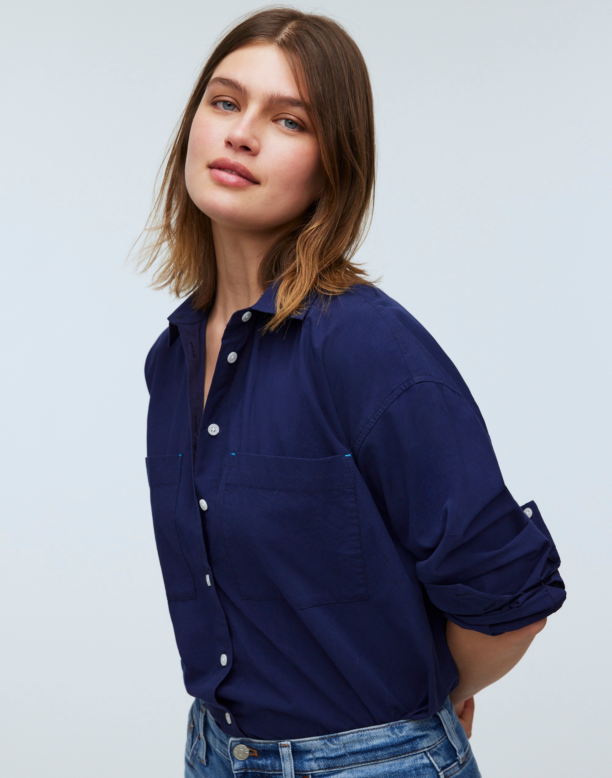 The Oversized Straight Hem Shirt Signature Poplin | Madewell