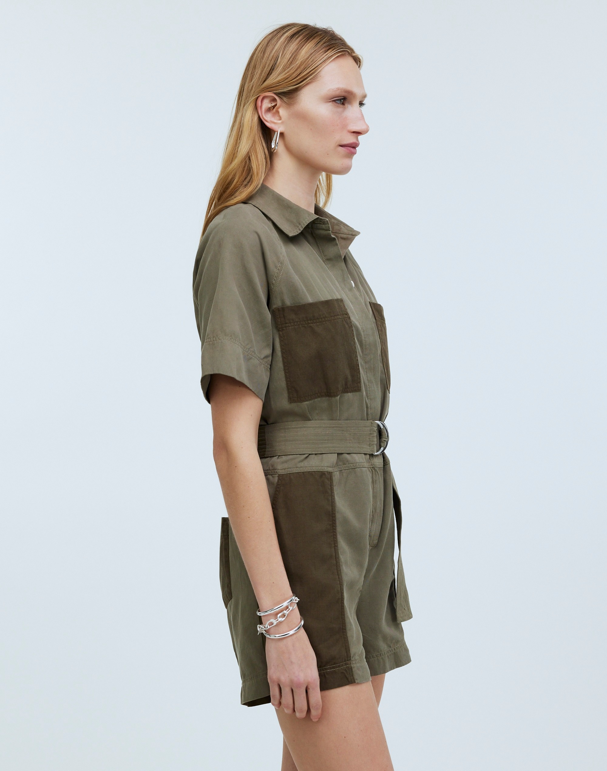 Patch-Pocket Short-Sleeve Romper