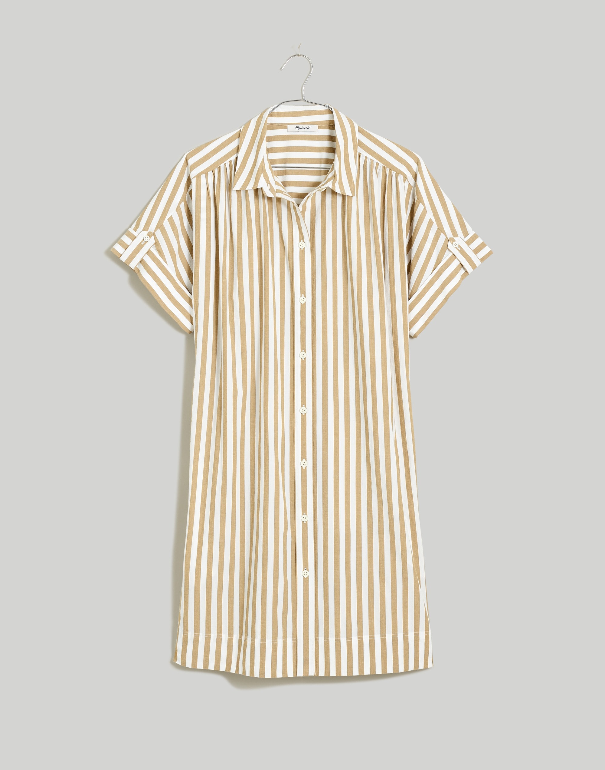 Collared Button-Front Mini Shirtdress Stripe