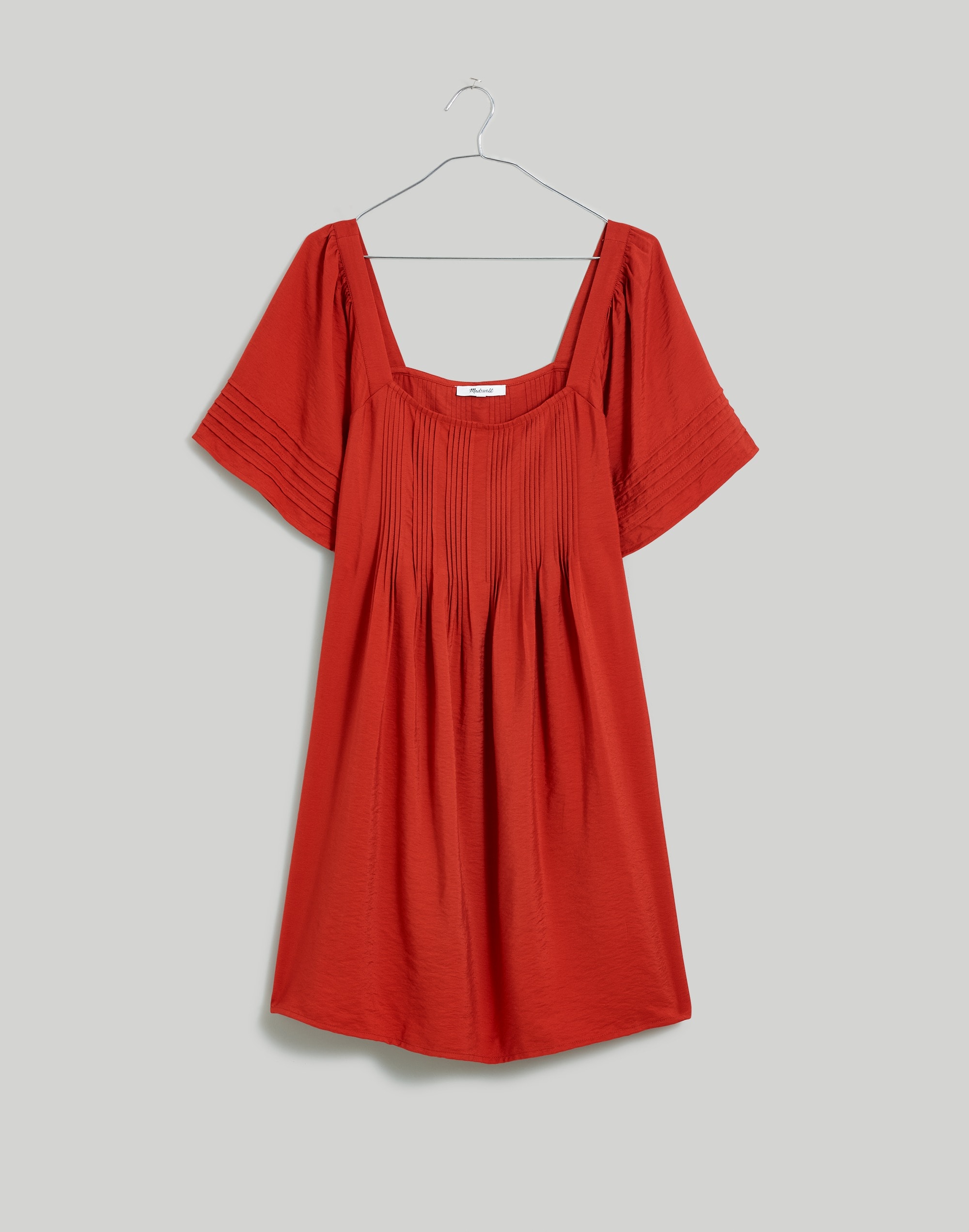 Square-Neck Pleated Mini Dress | Madewell