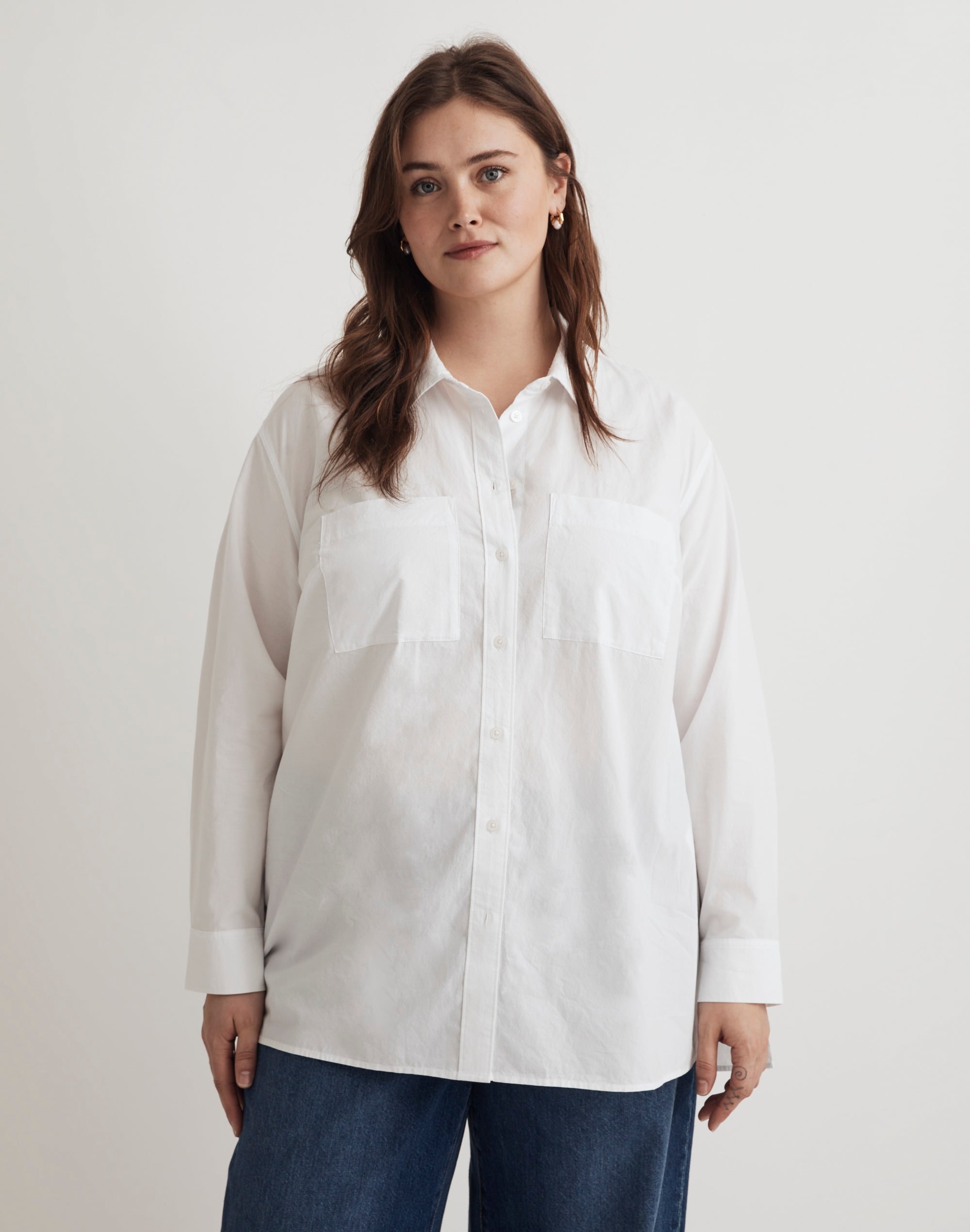 Plus Oversized Patch Pocket Shirt in Signature Poplin | Madewell