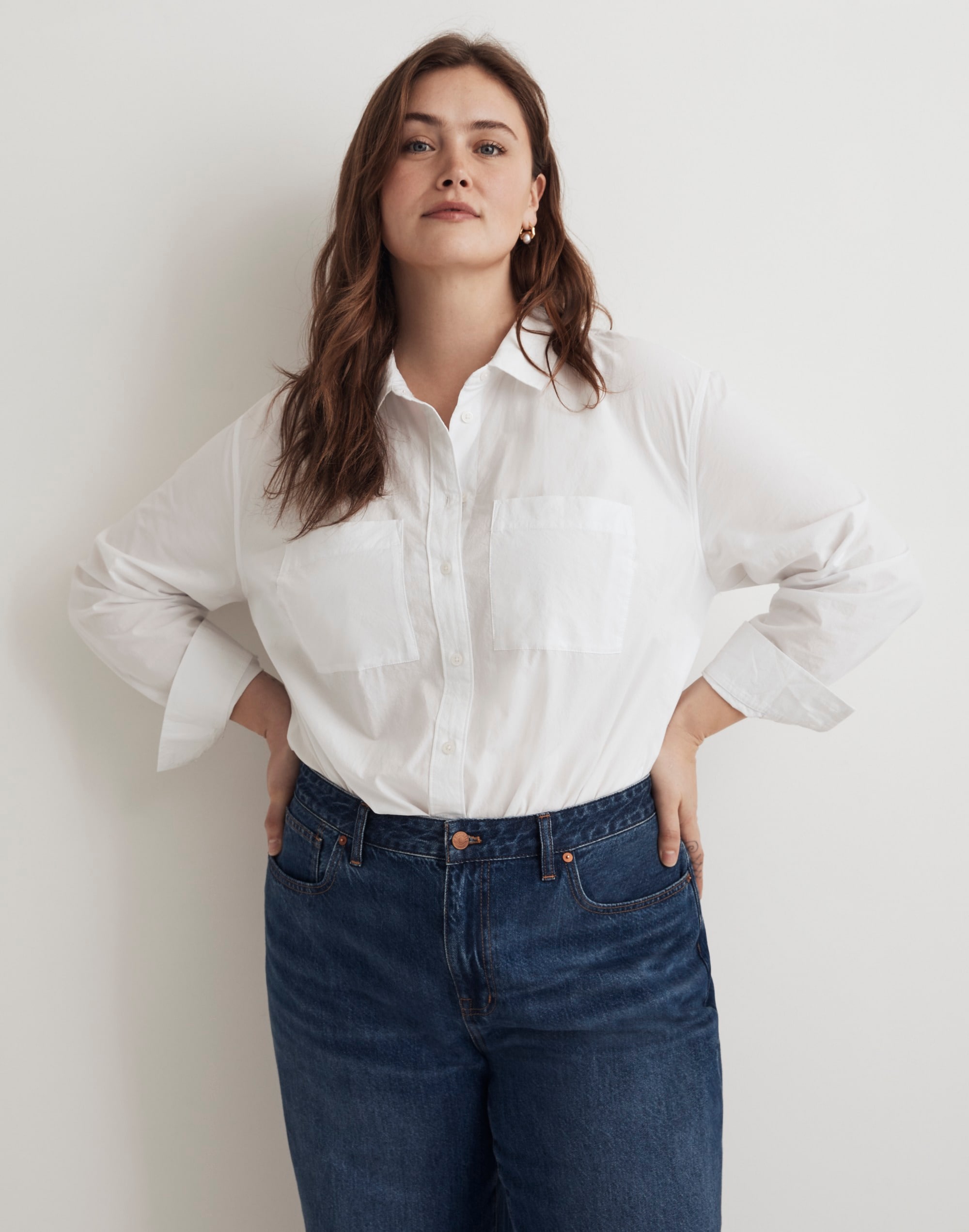 Plus Oversized Patch Pocket Shirt in Signature Poplin | Madewell