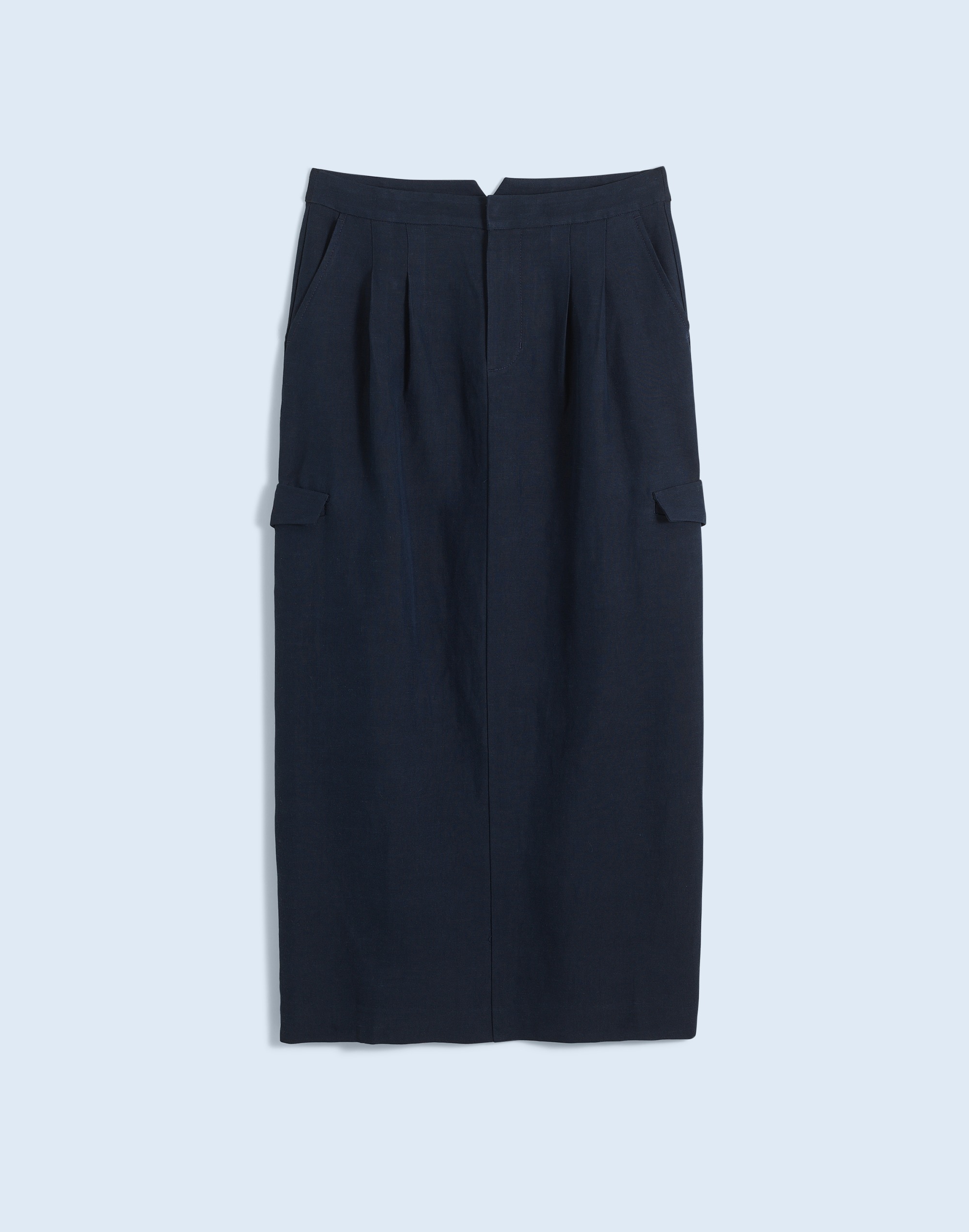 Pleated High-Waist Cargo Midi Skirt
