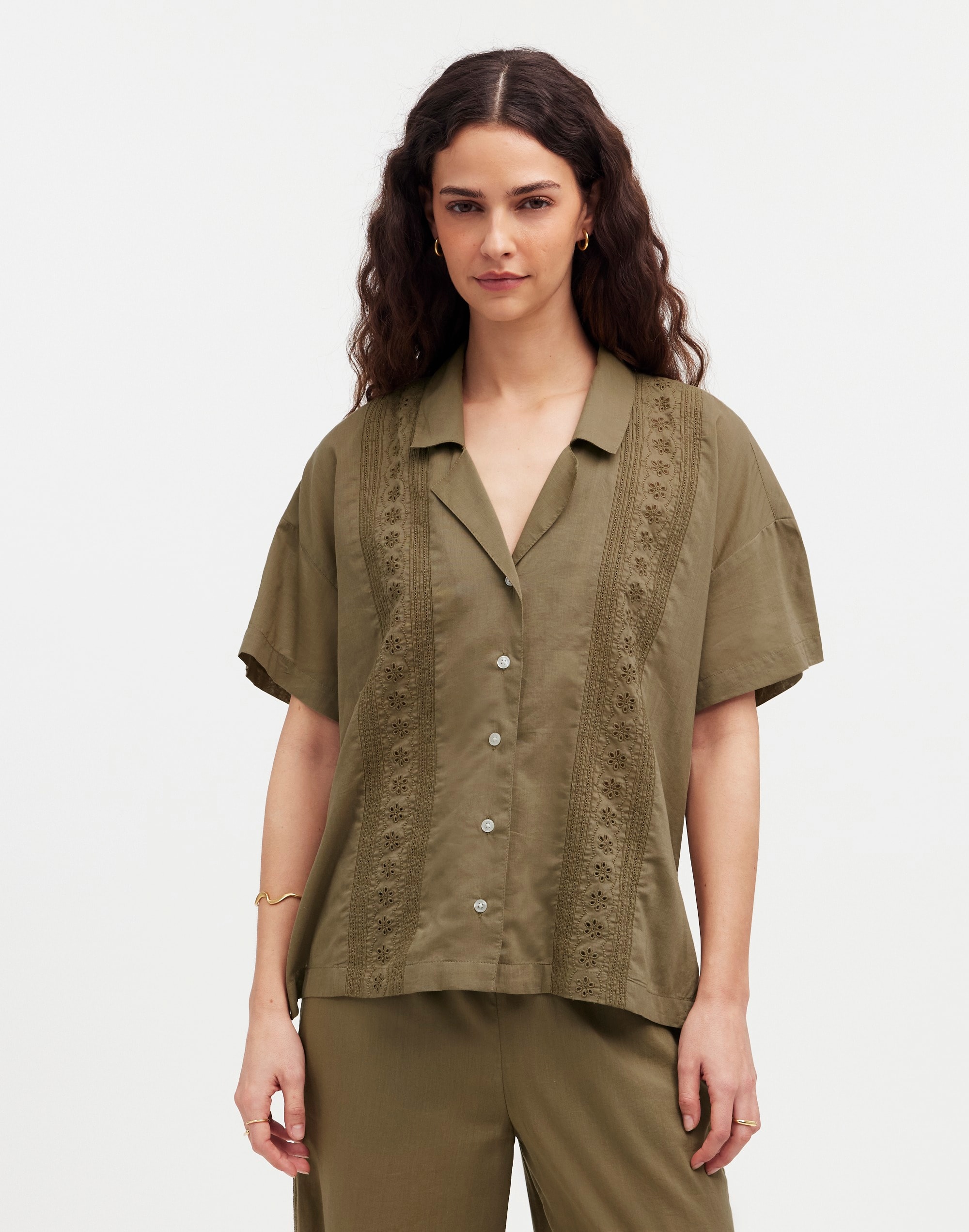 Embroidered Button-Front Cover-Up Shirt | Madewell