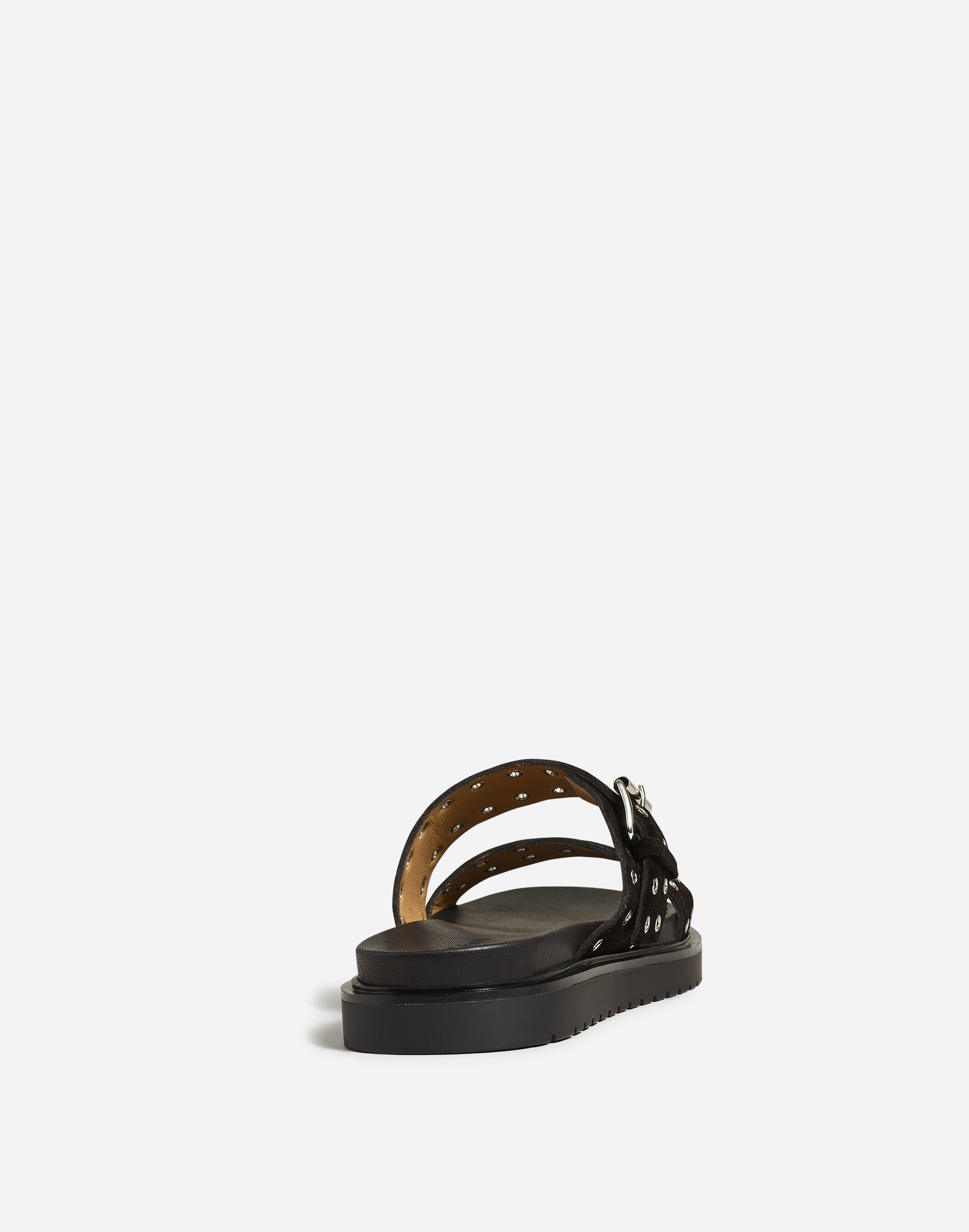 The Dee Double-Strap Slide Sandal Embellished Leather