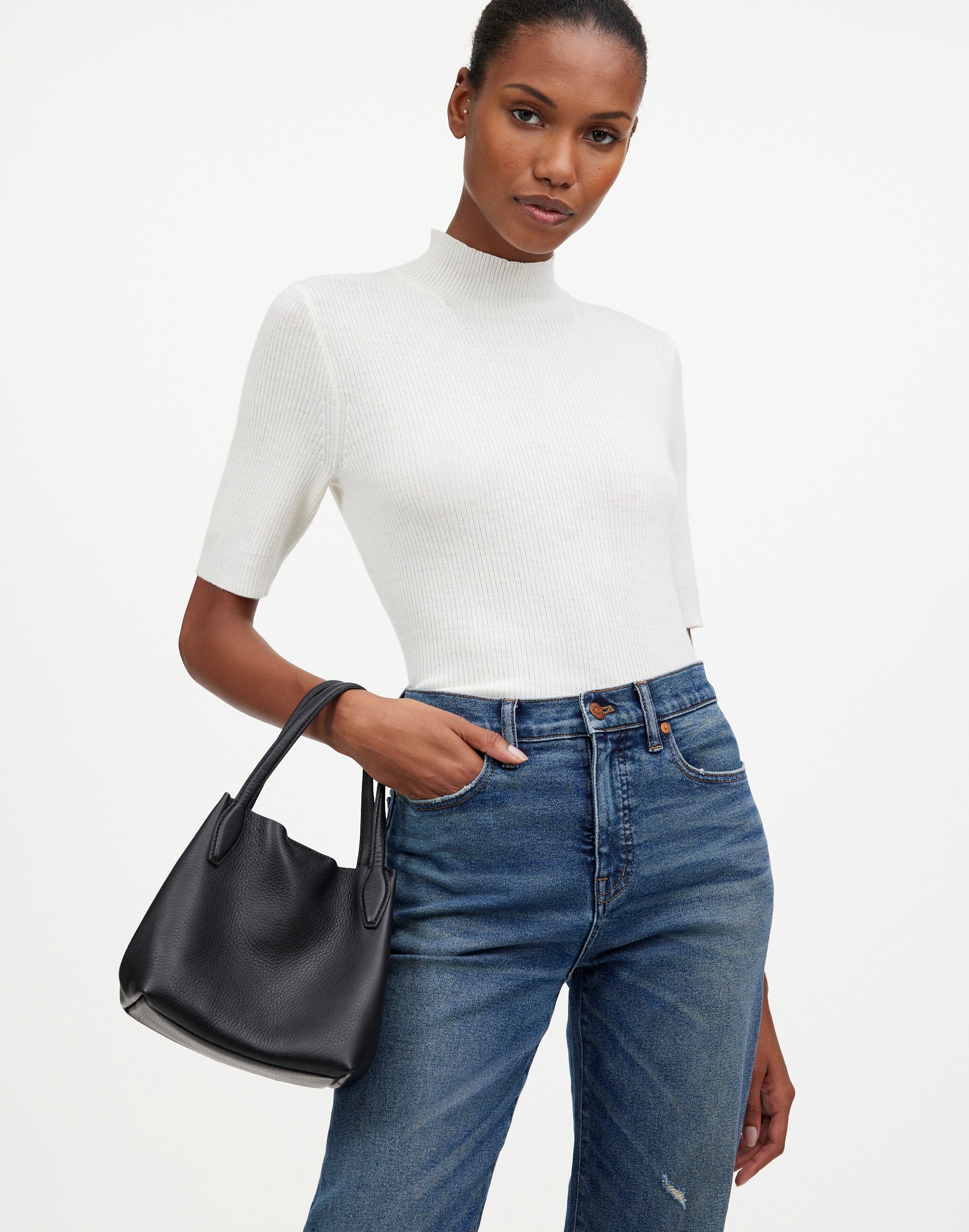 The Mini Shopper Tote Soft Grain Pebbled Leather | Madewell